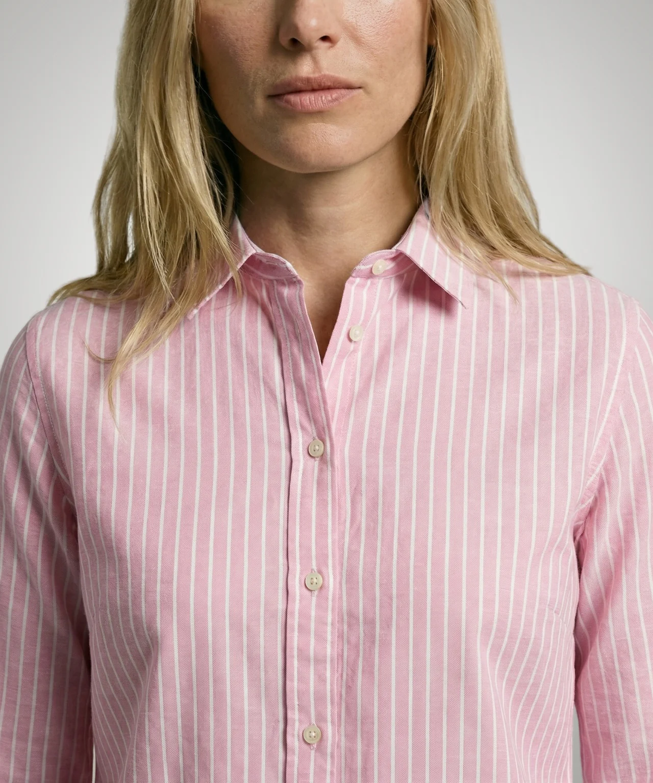 Blouse Cotton Linen Stripe | Light Pink - Image 5