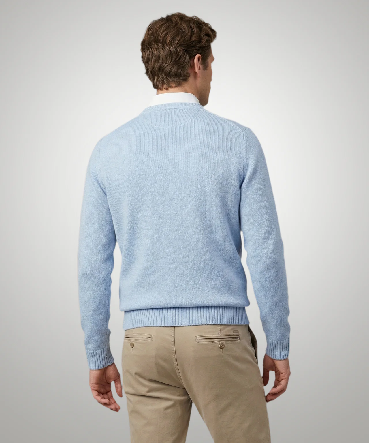 Cotton Crew Neck Sweater | Light Blue - Image 3