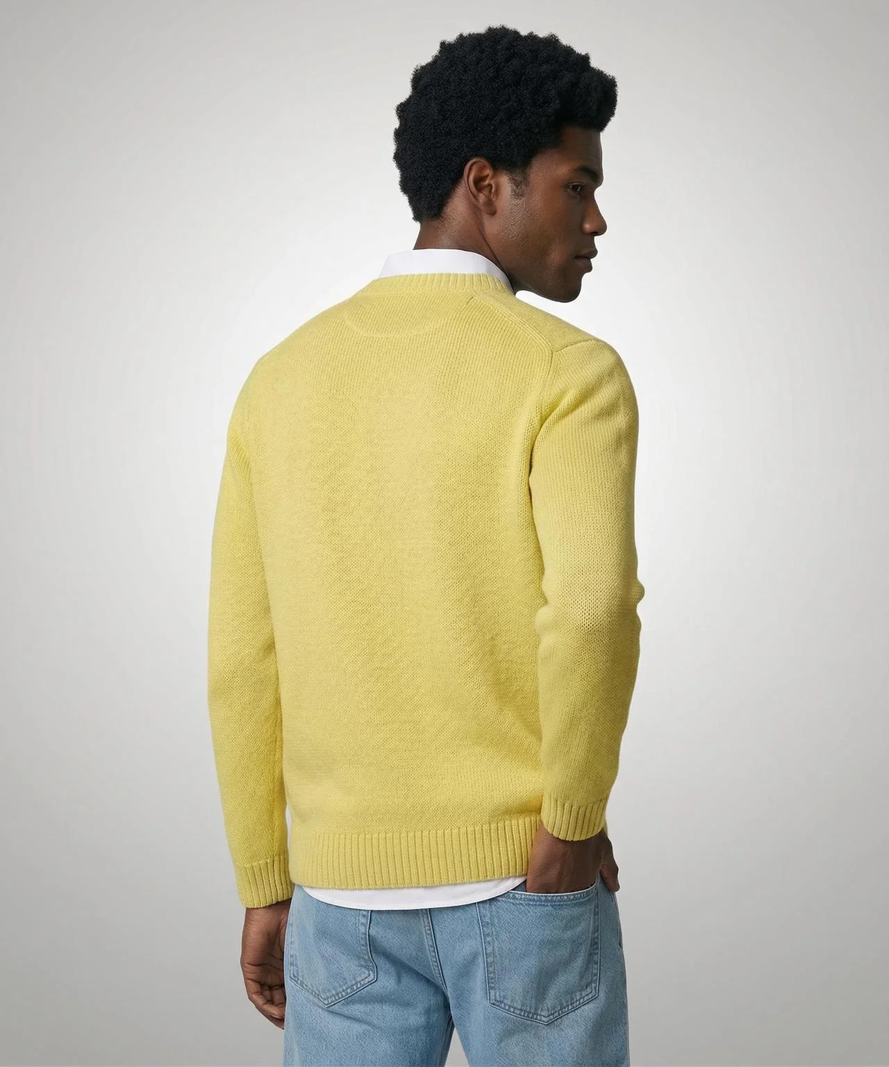 Cotton Crew Neck Sweater | Light Yellow - Image 3