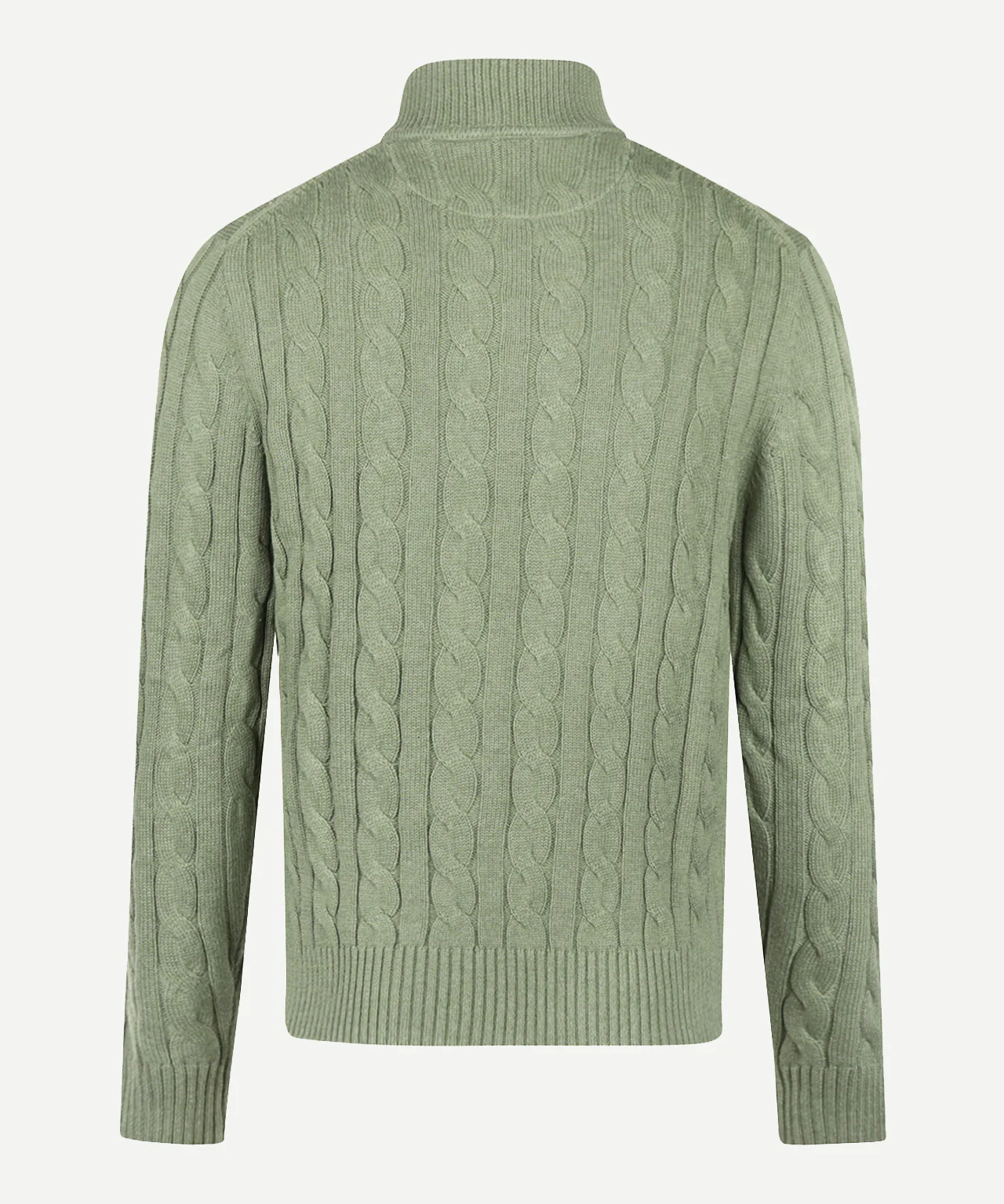 Half-Zip Cable Knit Sweater Cotton | Light Olive - Image 4