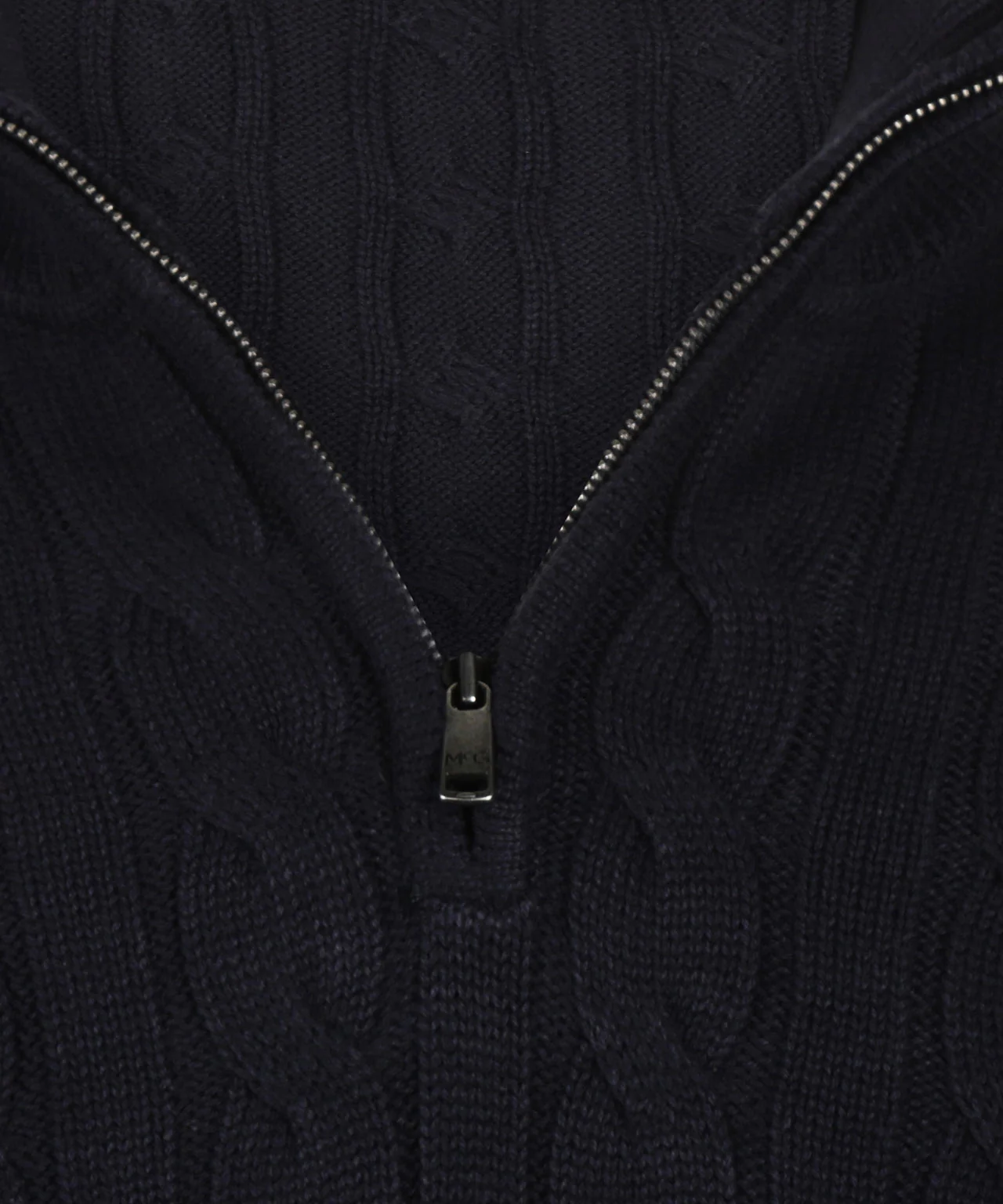 Half-Zip Cable Knit Sweater Cotton | Navy - Image 6