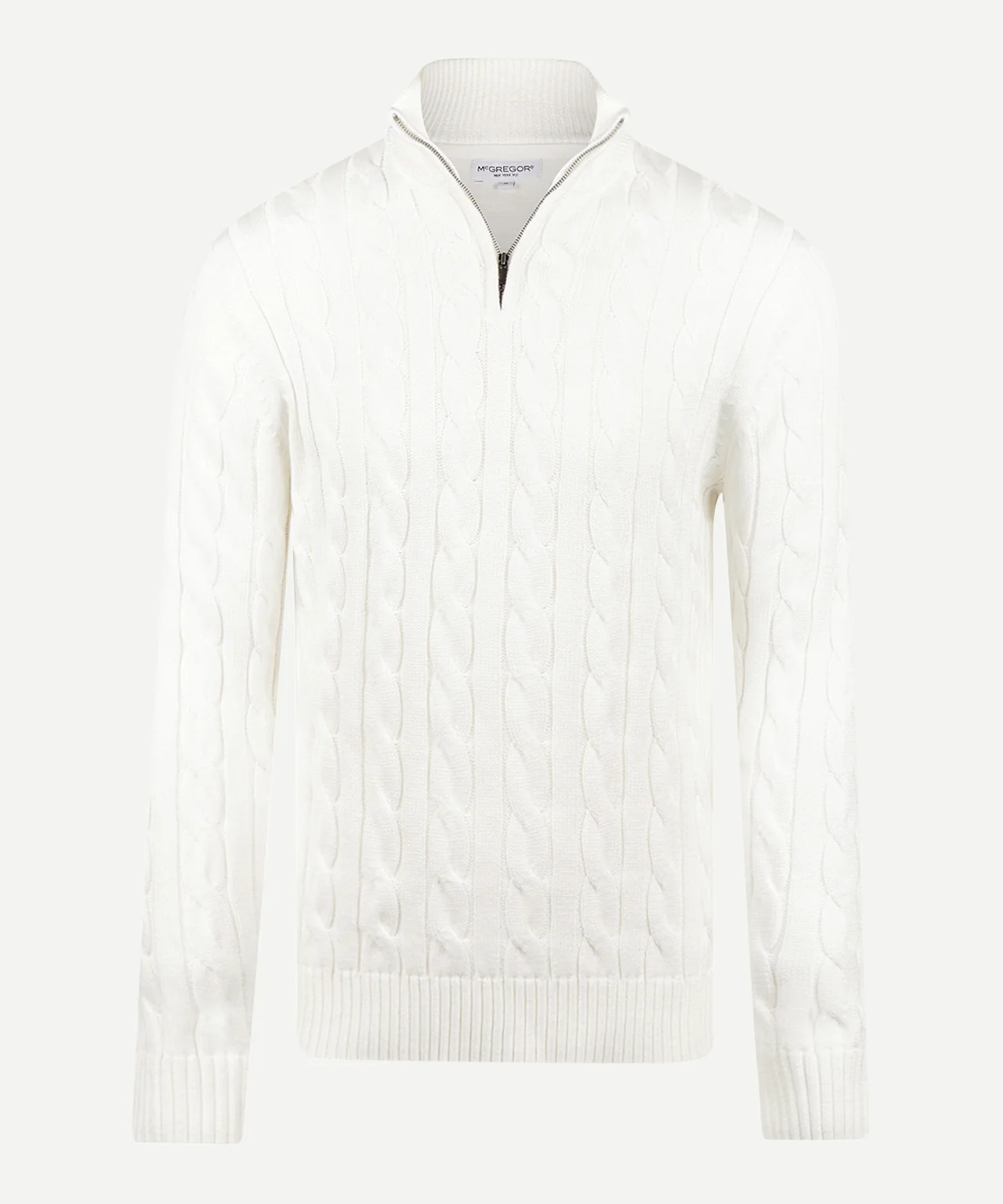 Half-Zip Cable Knit Sweater Cotton | Off White - Image 2