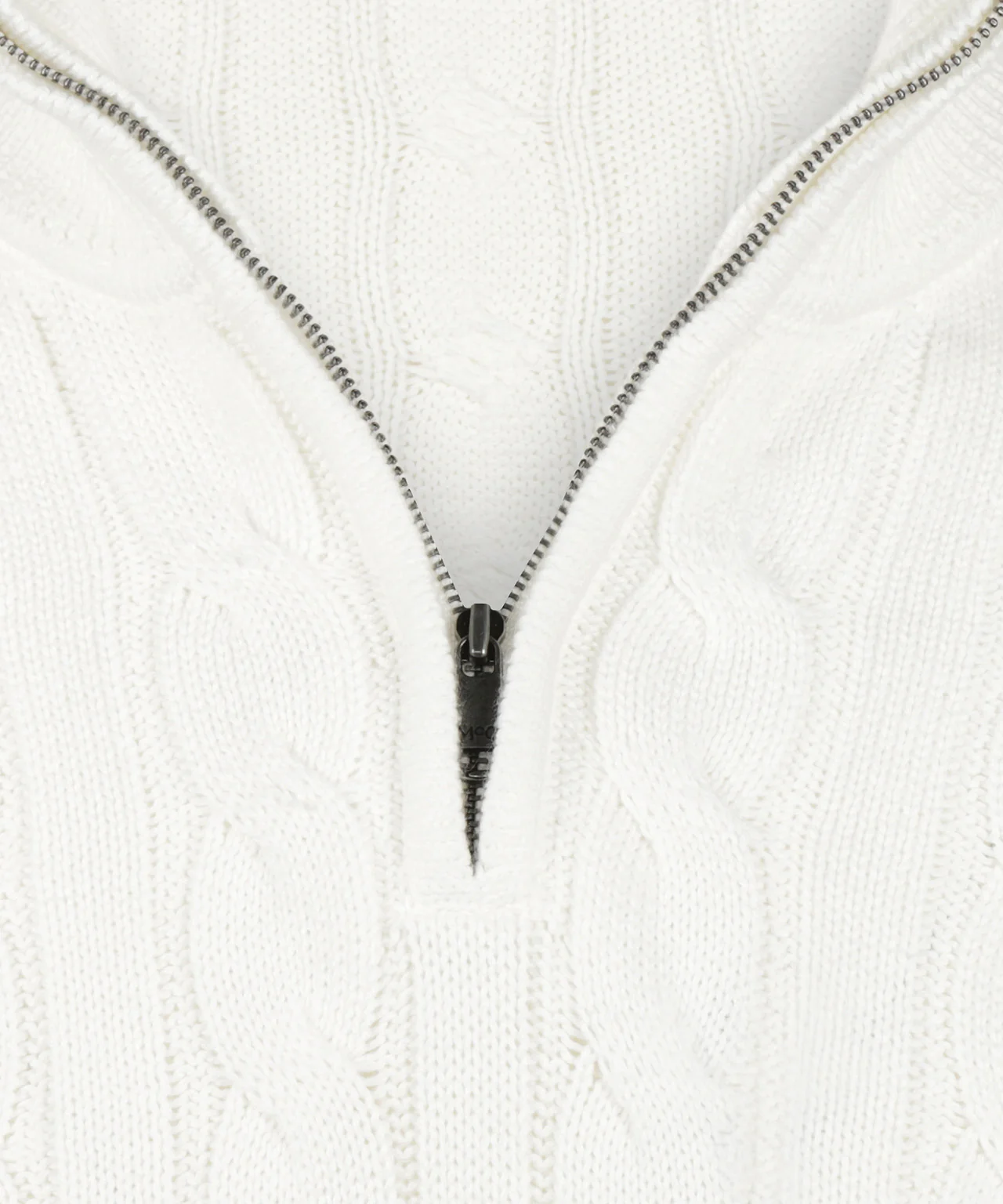 Half-Zip Cable Knit Sweater Cotton | Off White - Image 6