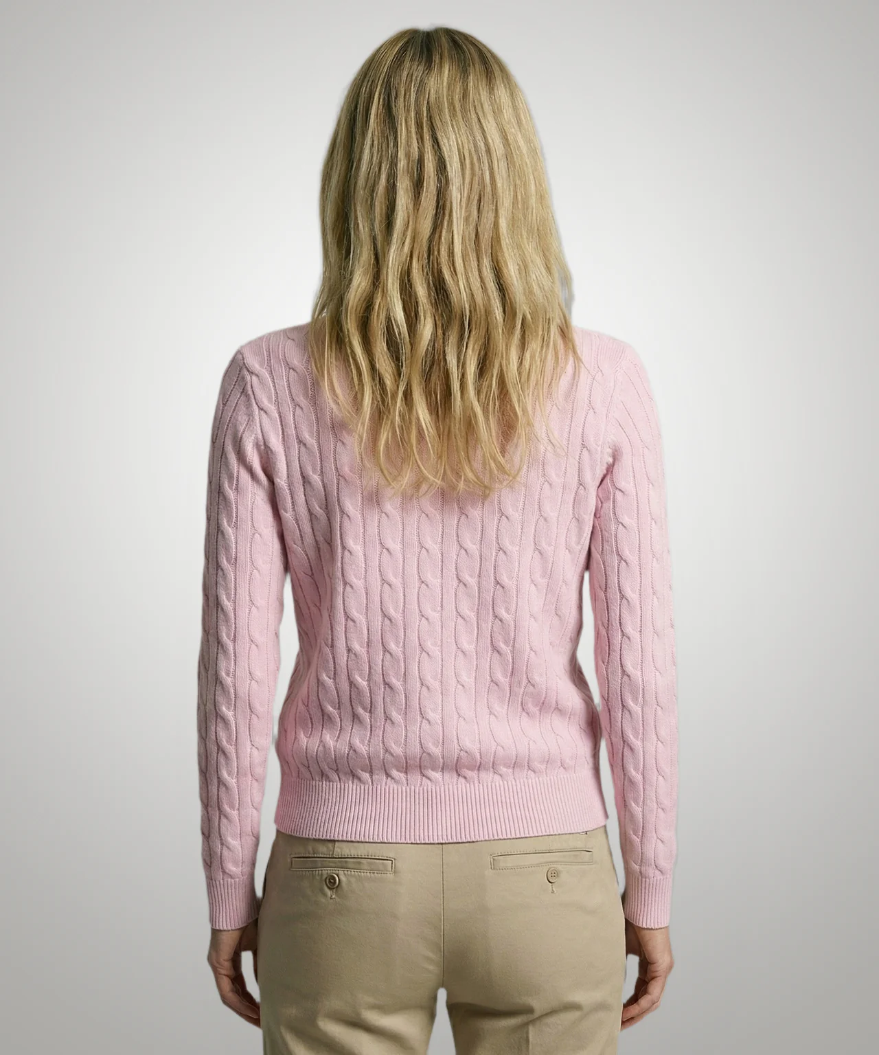 Cardigan Cable Knit Cotton-Cashmere | Light Pink - Image 3