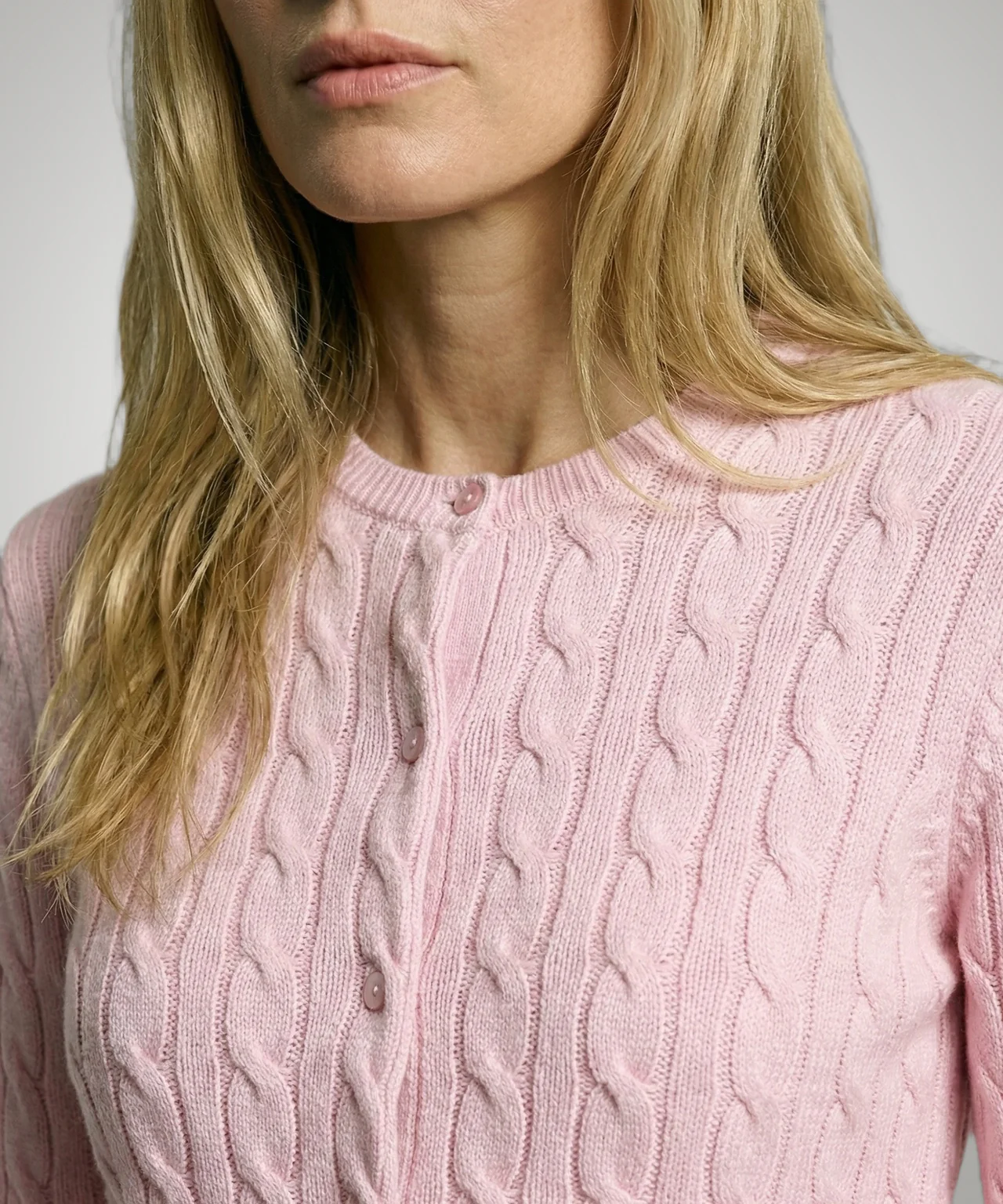 Cardigan Cable Knit Cotton-Cashmere | Light Pink - Image 5