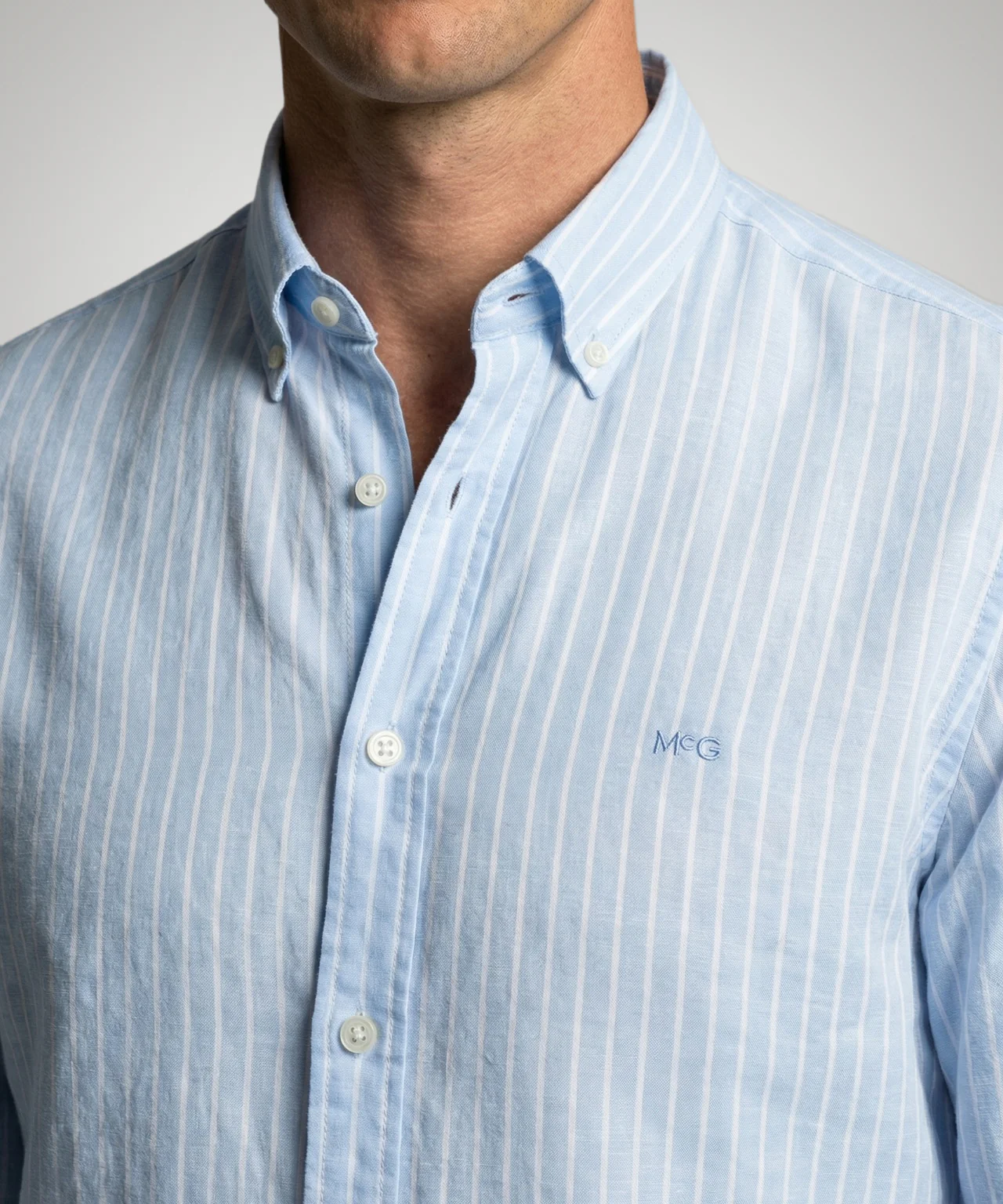 Shirt Cotton Linen Stripe | Light Blue - Image 5