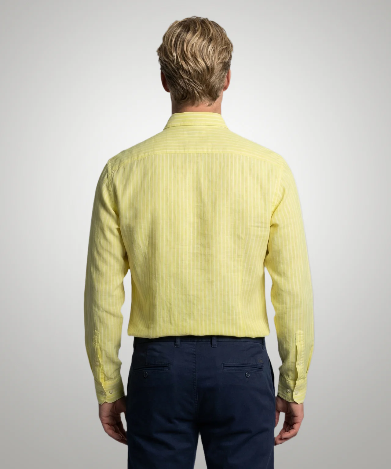 Shirt Cotton Linen Stripe | Light Yellow - Image 3