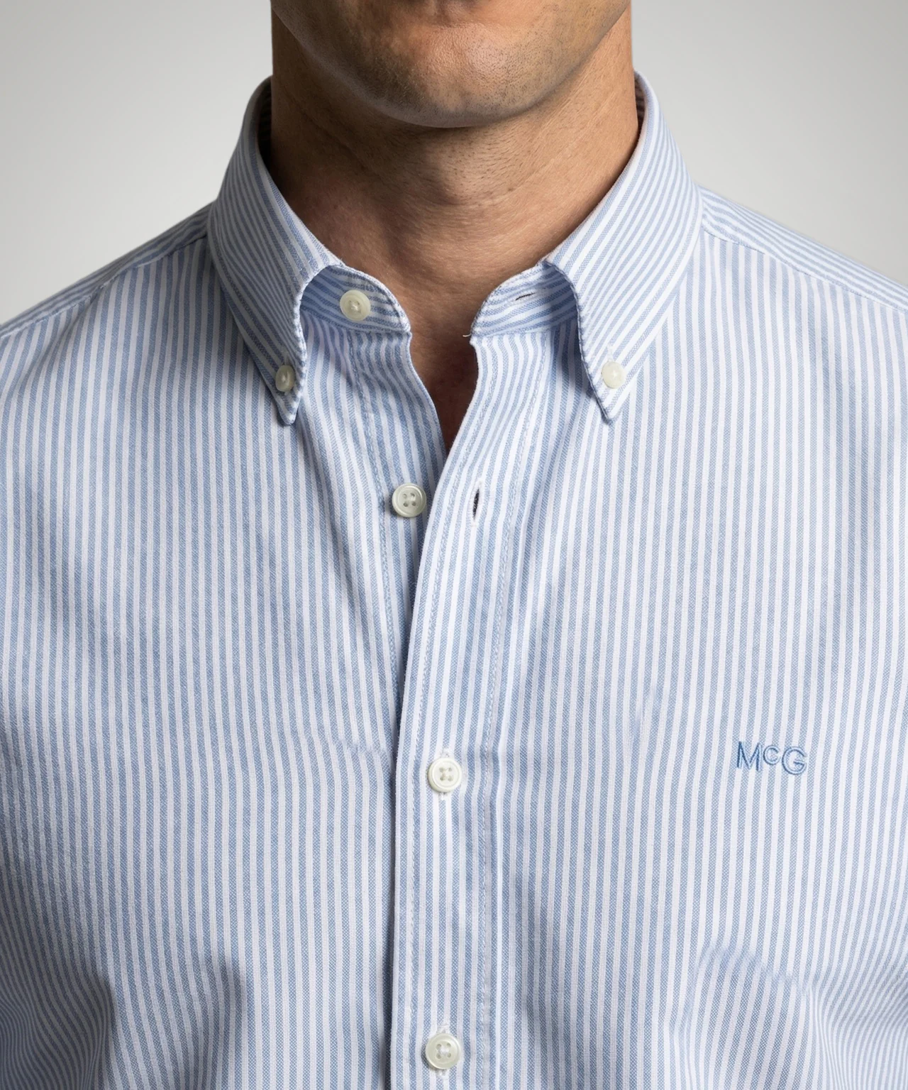 Oxford Shirt Narrow Stripe | Light Blue - Image 5