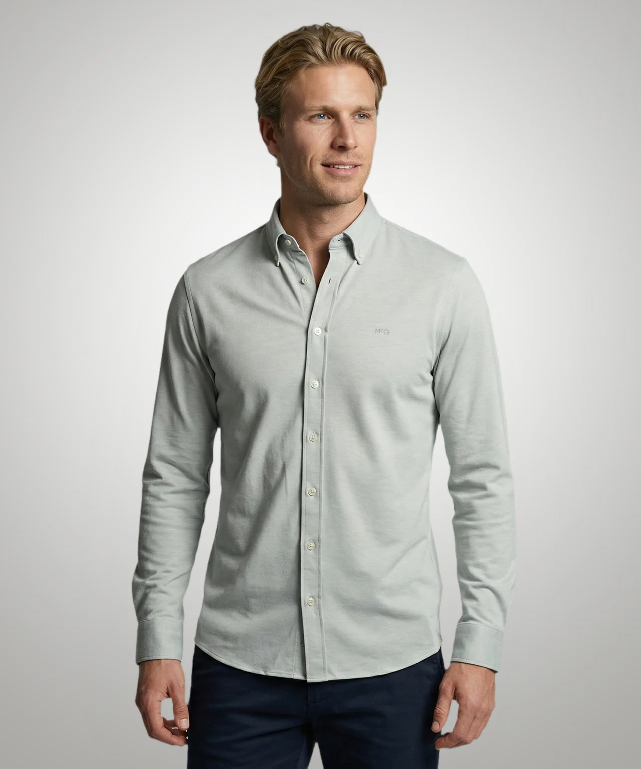 Stretch Piqué Shirt | Light Olive
