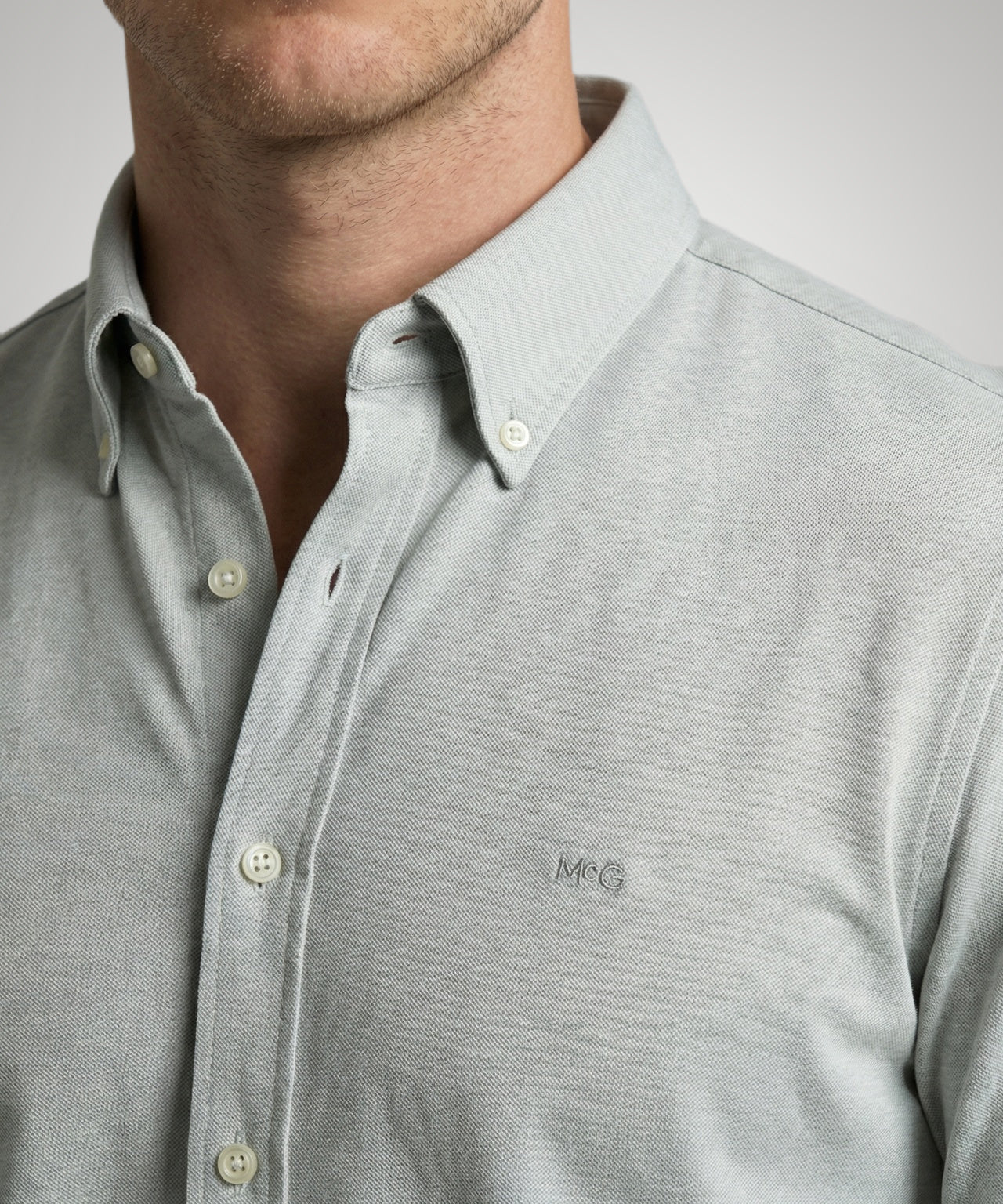 Stretch Piqué Shirt | Light Olive - Image 5