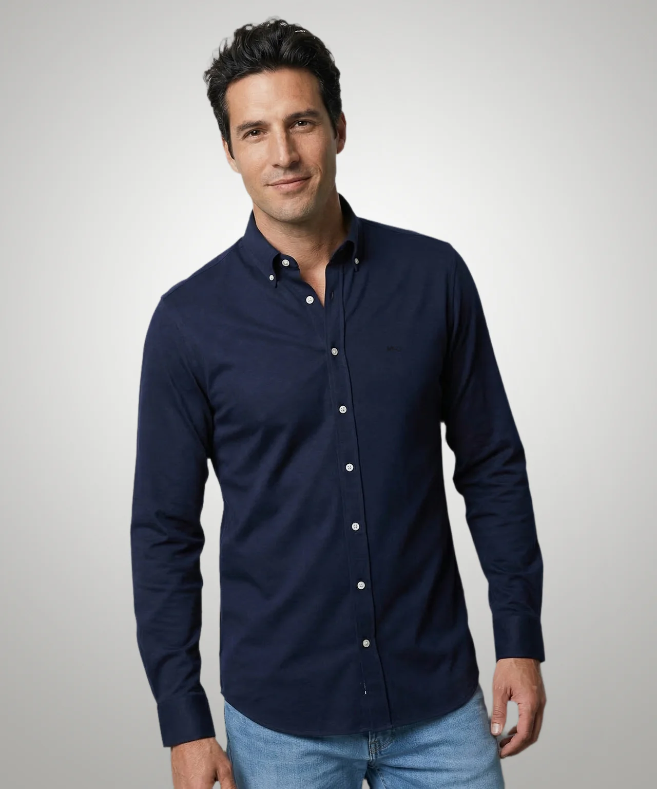 Stretch Piqué Shirt | Navy
