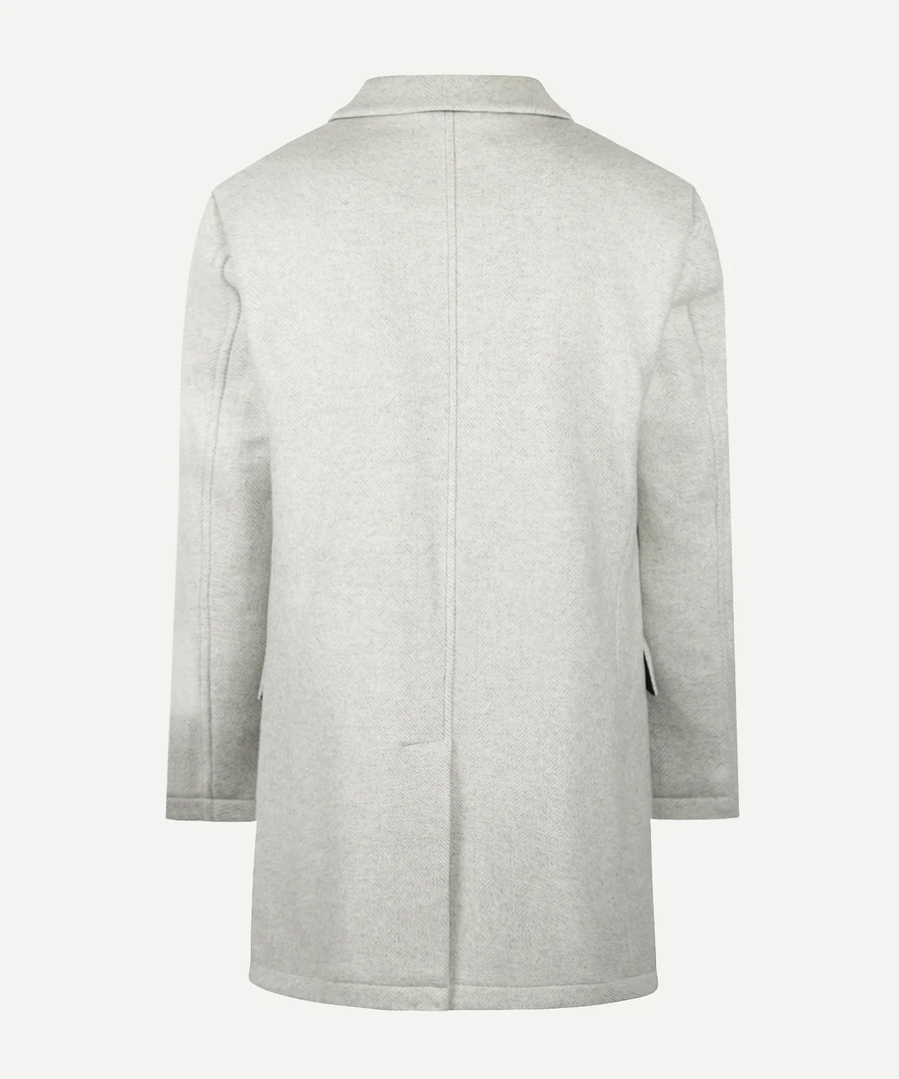 Herringbone Wool Overcoat | Medium Grey Melange - Image 4