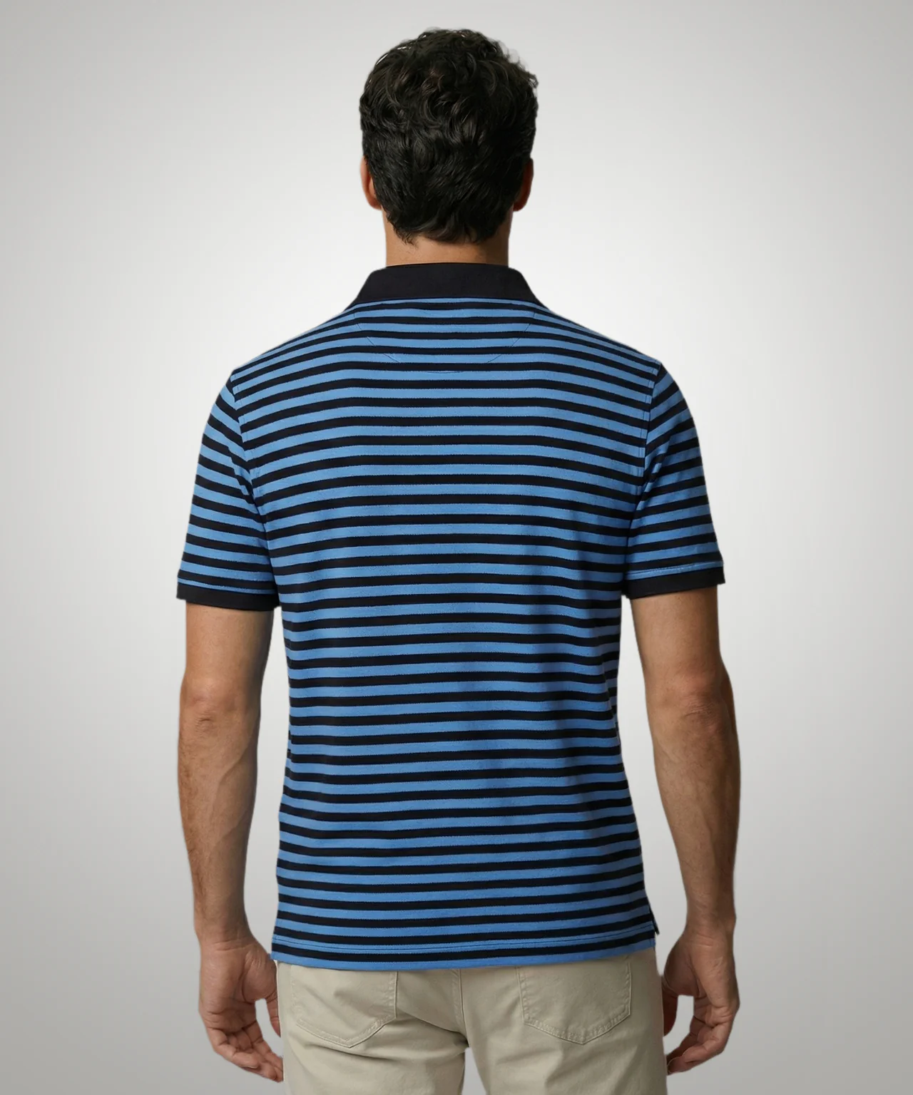 Piqué Polo Stripe | Medium Blue - Image 3