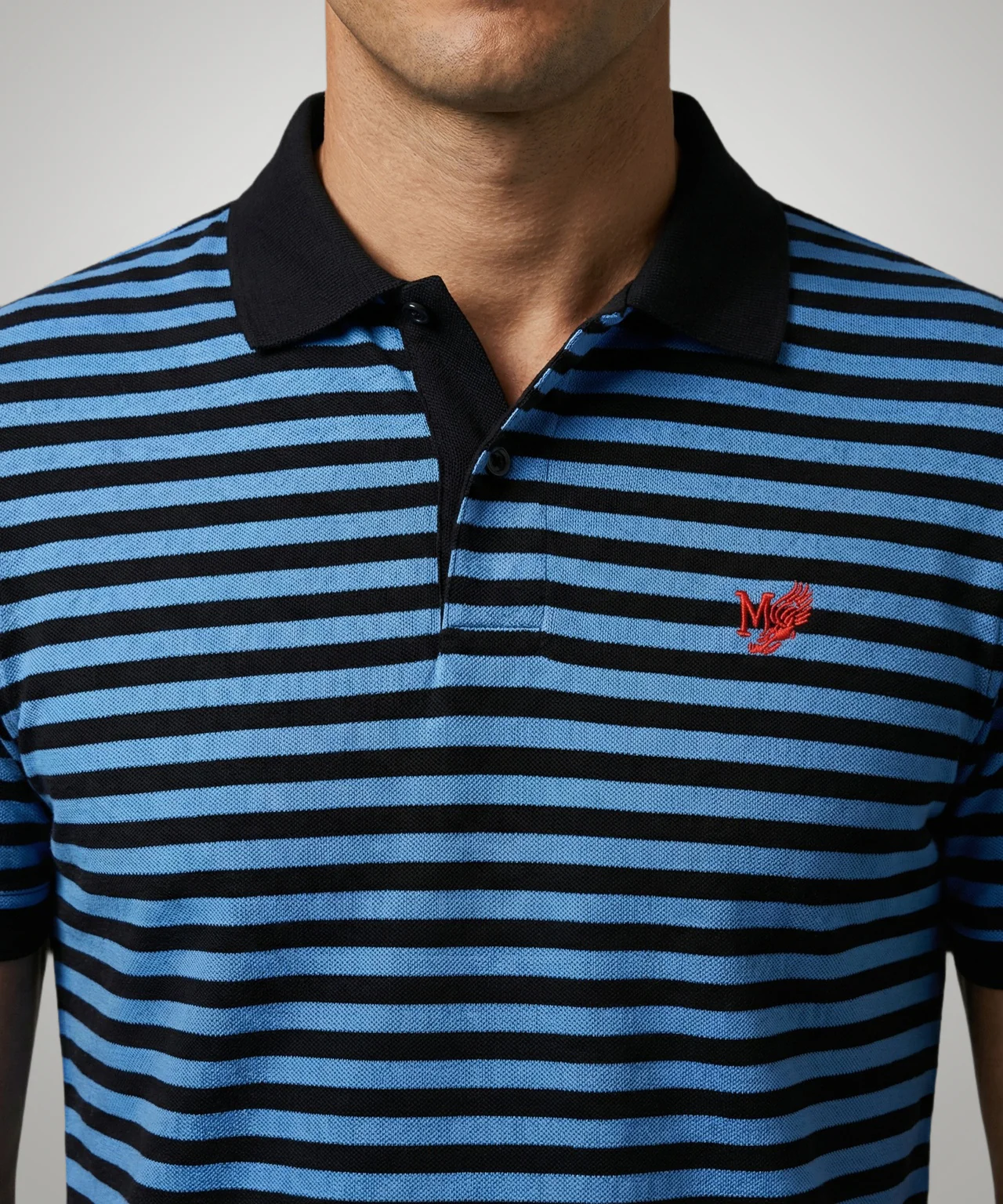 Piqué Polo Stripe | Medium Blue - Image 5