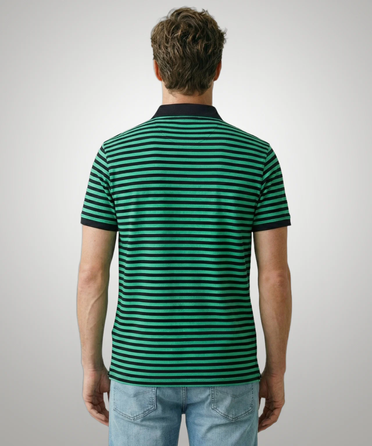 Striped Piqué Polo | Medium Green - Image 3