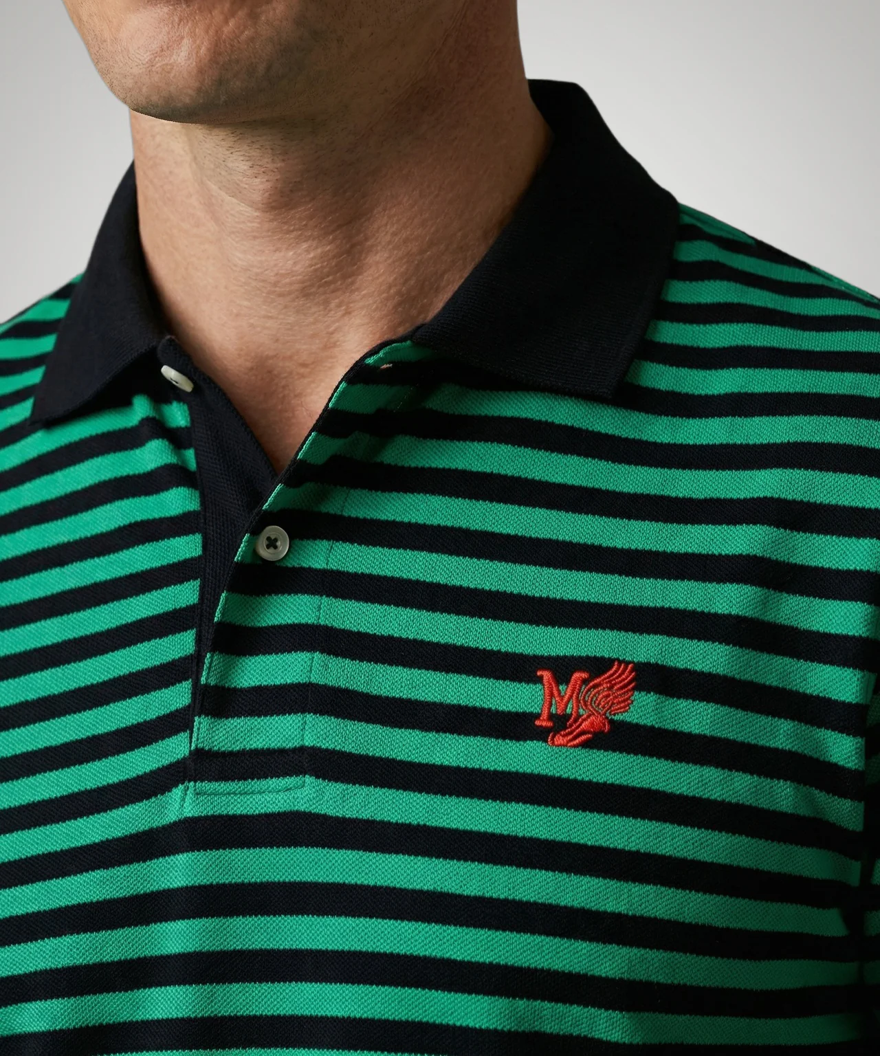 Striped Piqué Polo | Medium Green - Image 5