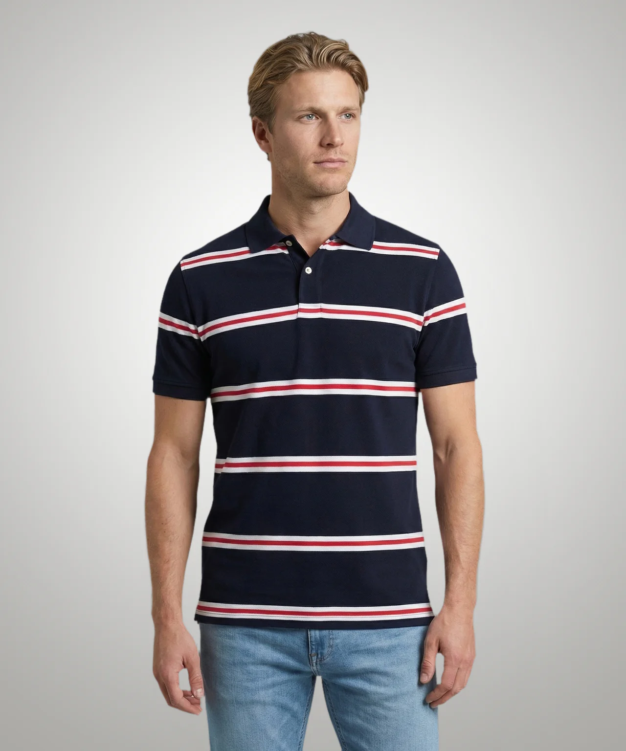 Piqué Polo Striped | Navy