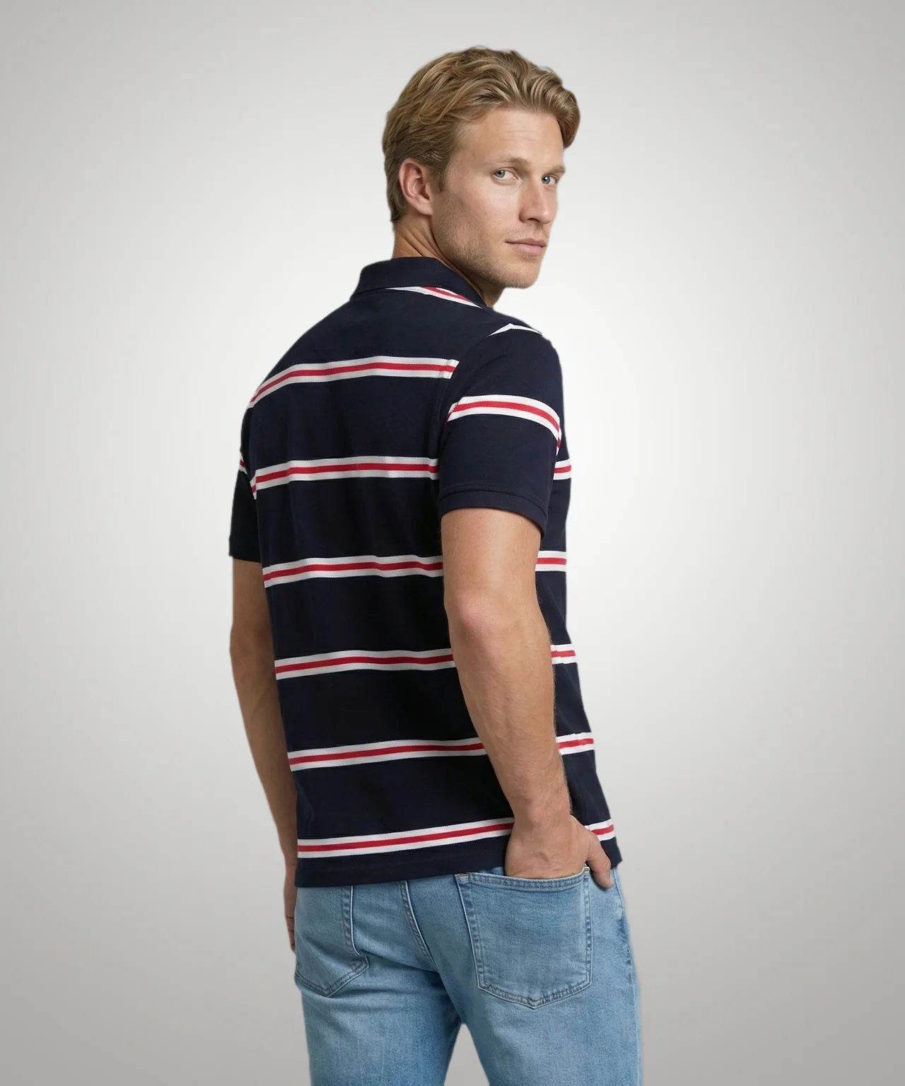 Piqué Polo Striped | Navy - Image 3