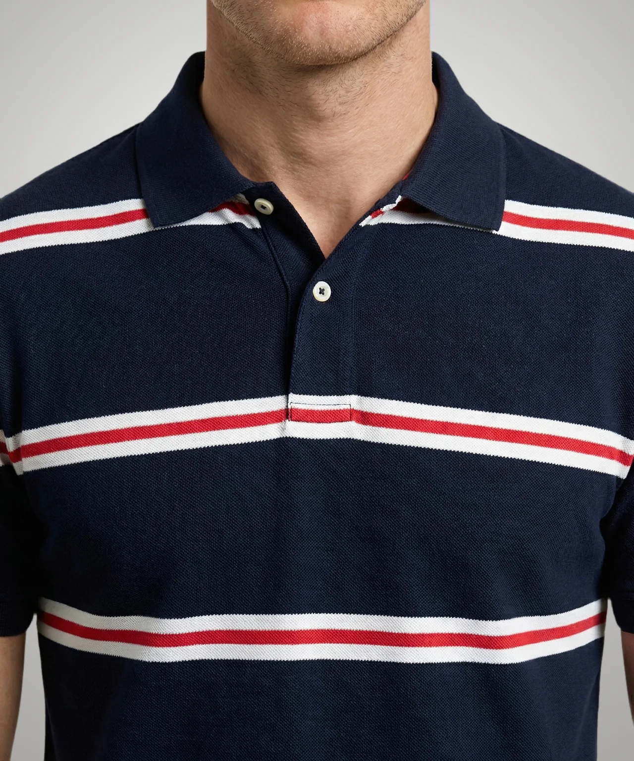 Piqué Polo Striped | Navy - Image 5