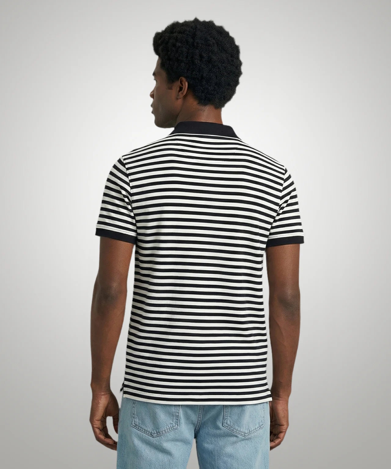 Piqué Polo Stripe | Off White - Image 3