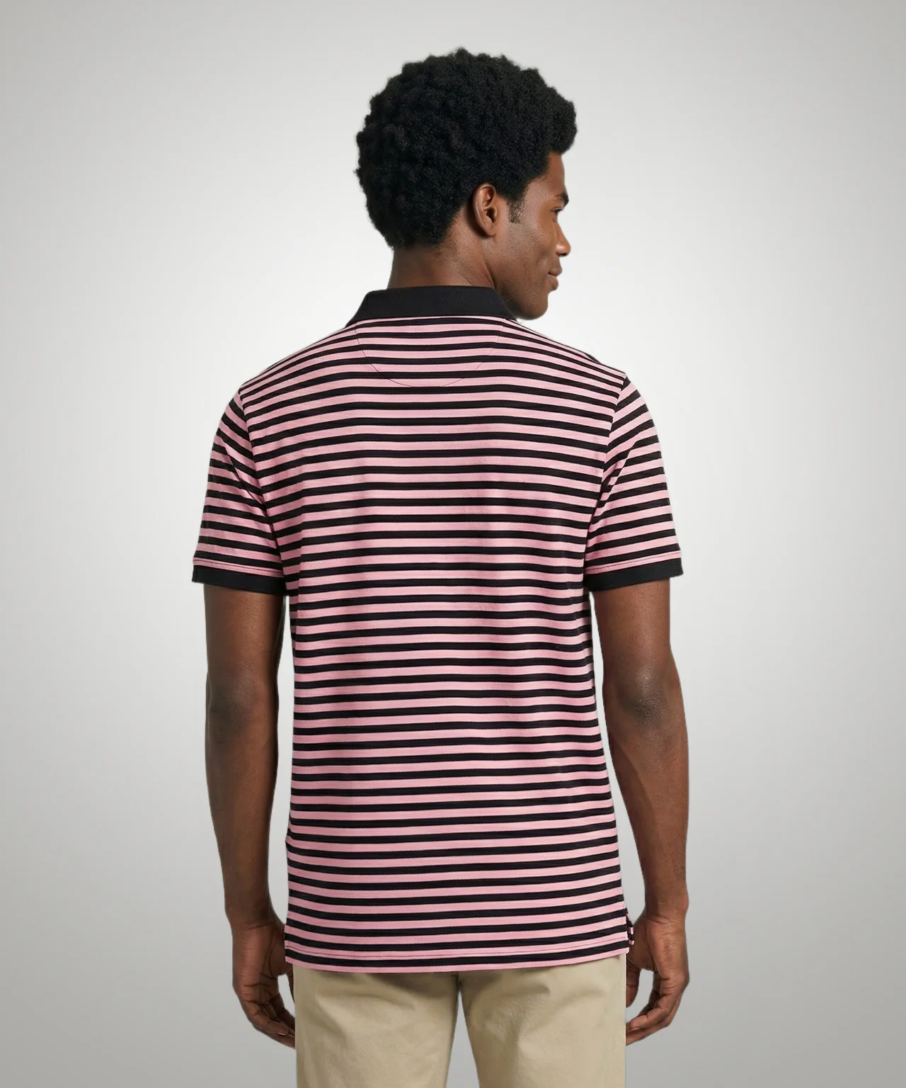 Striped Piqué Polo Shirt | Pink - Image 3