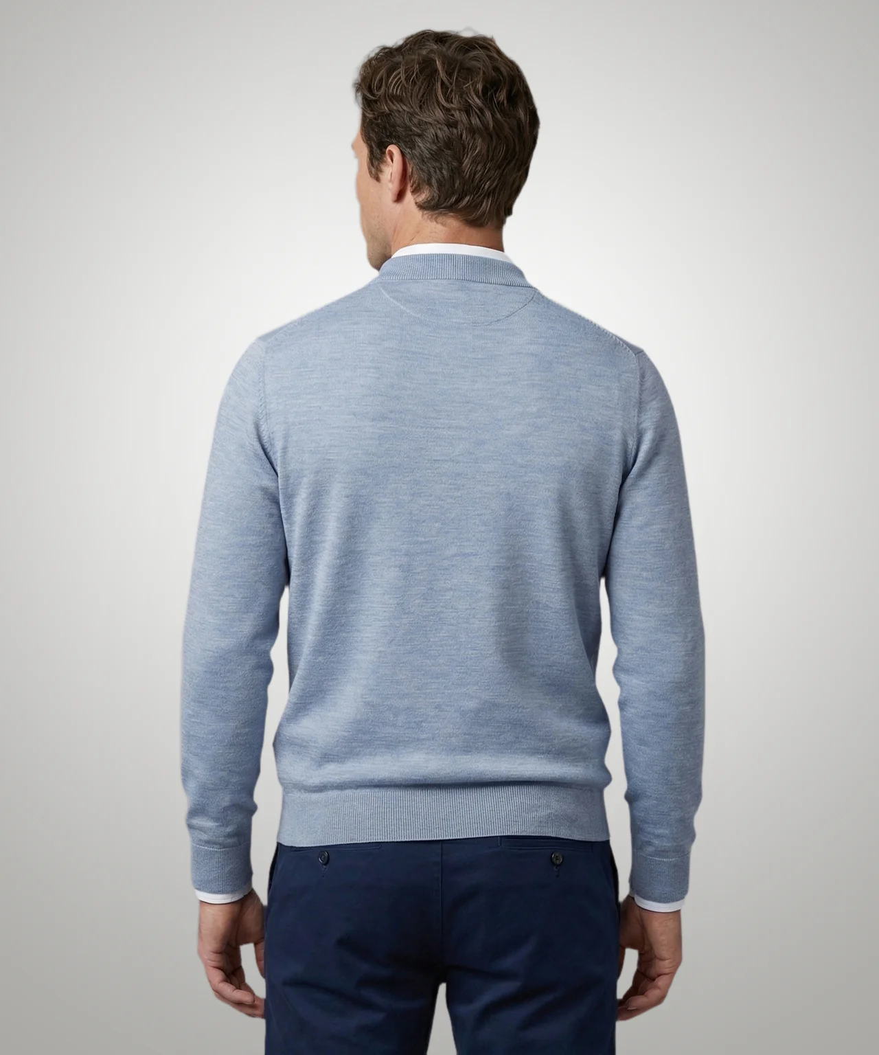 Polo Sweater Merino Wool | Light Blue - Image 3