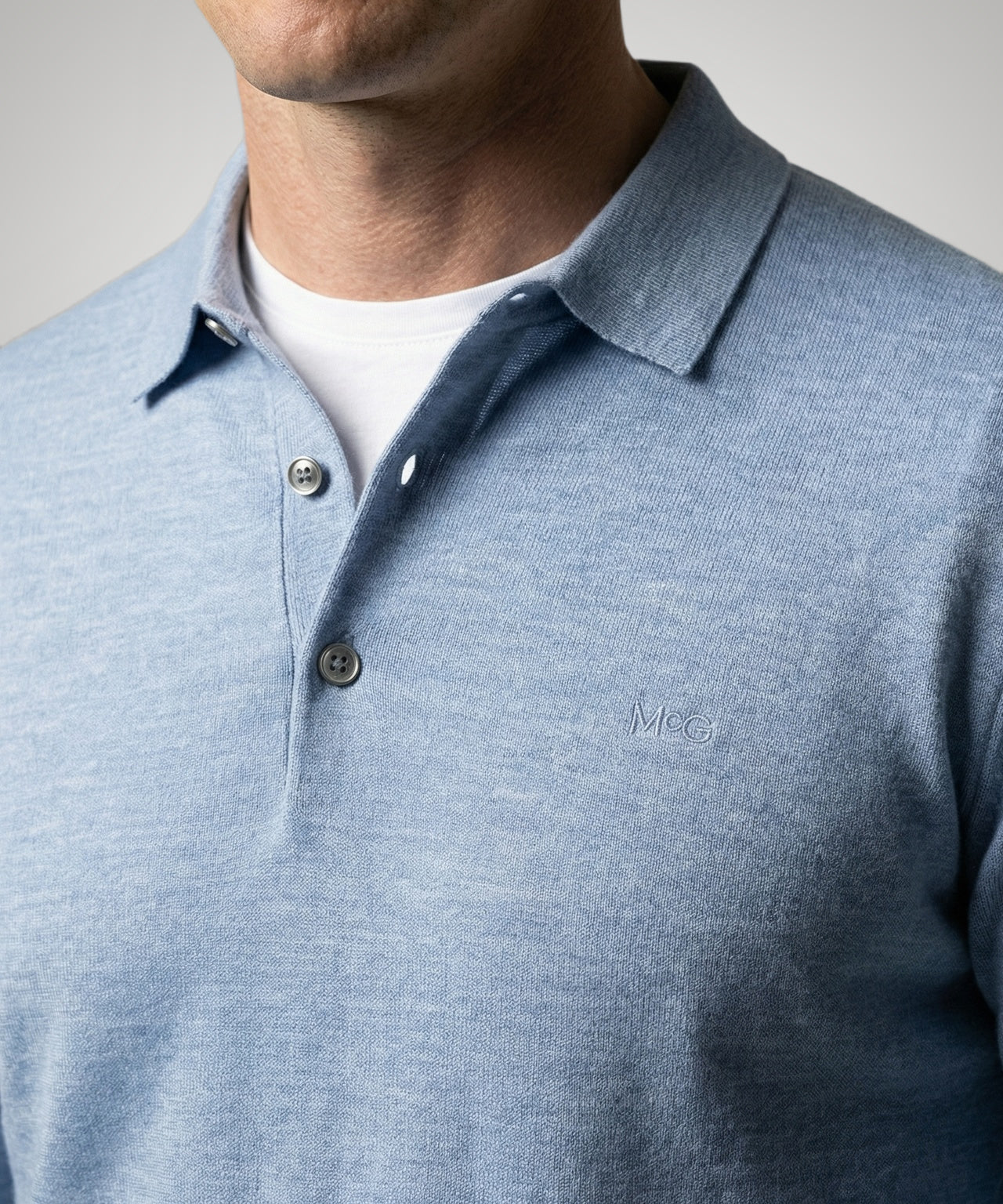 Polo Sweater Merino Wool | Light Blue - Image 5