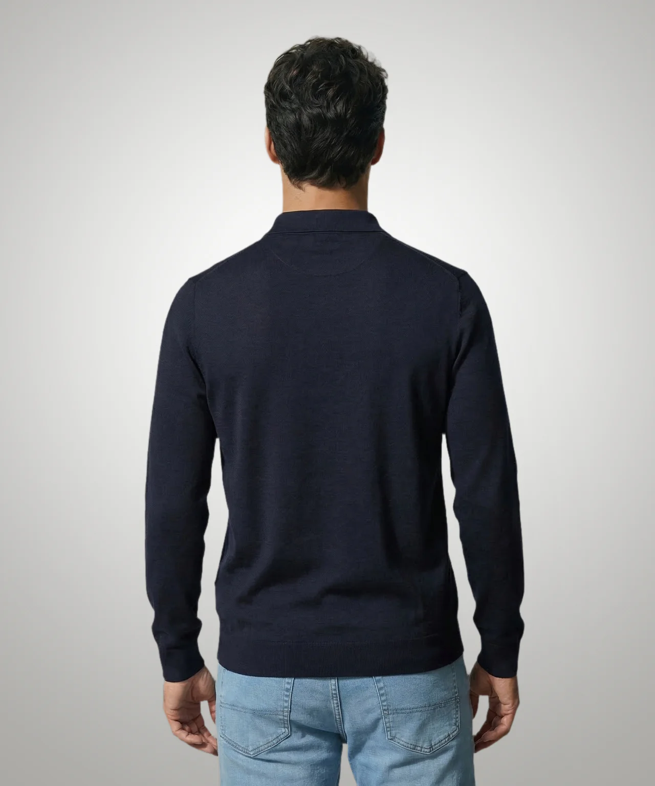 Polo Sweater Merino Wool | Navy - Image 3