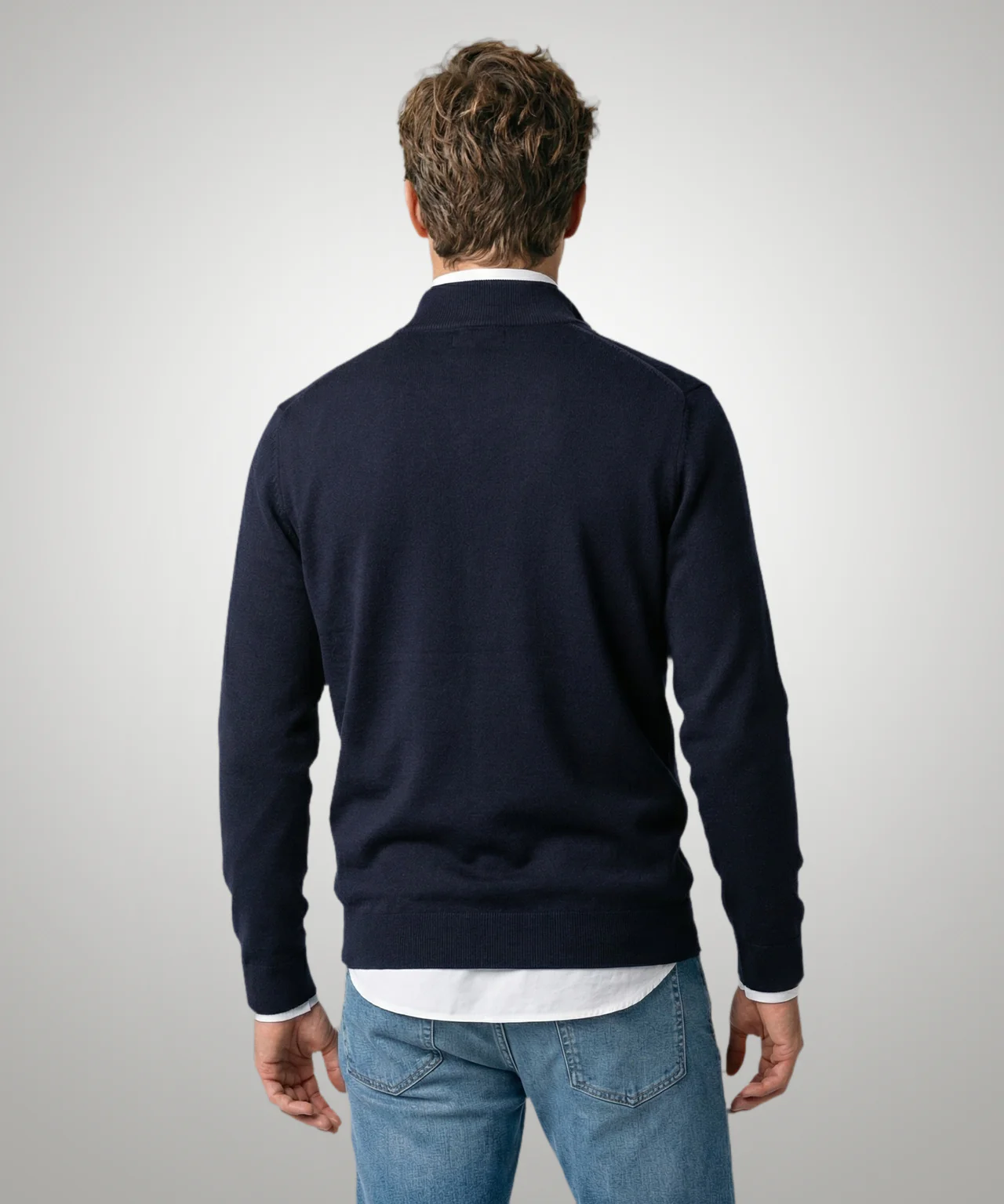 Zip cardigan Cotton Cashmere | Navy - Image 3