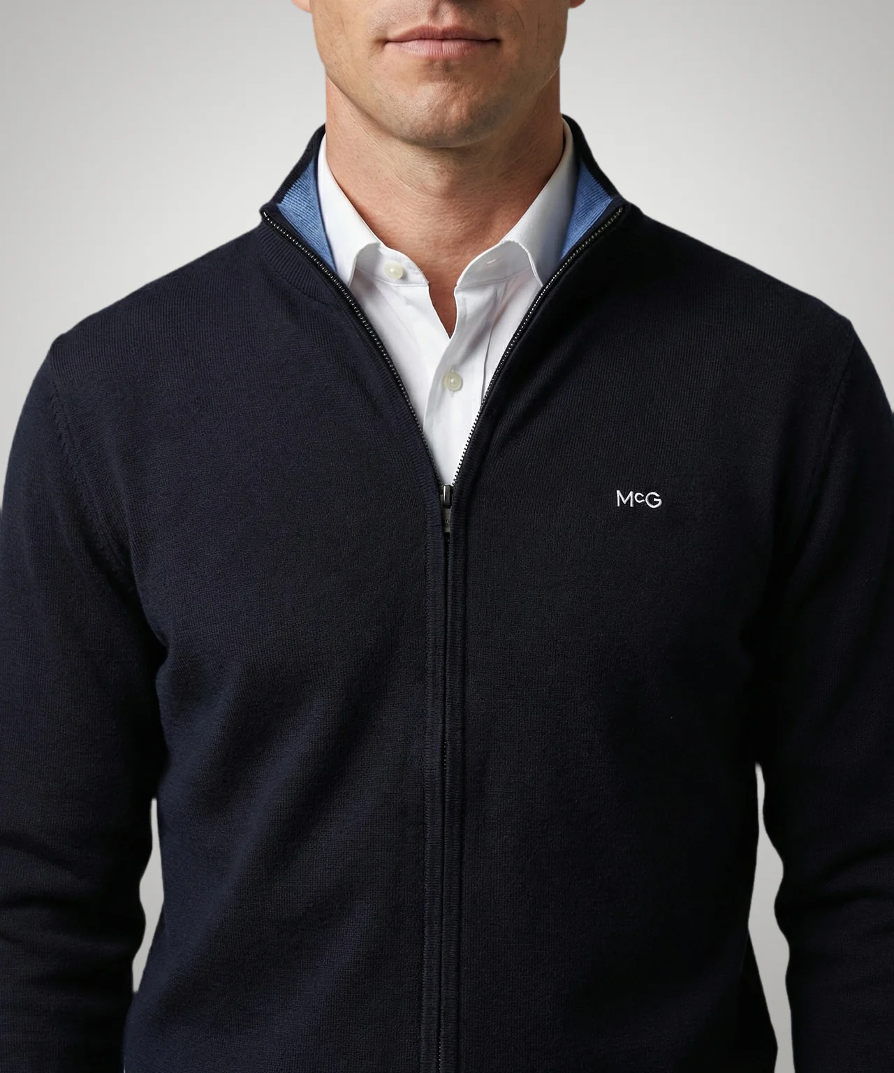 Zip cardigan Cotton Cashmere | Navy - Image 5