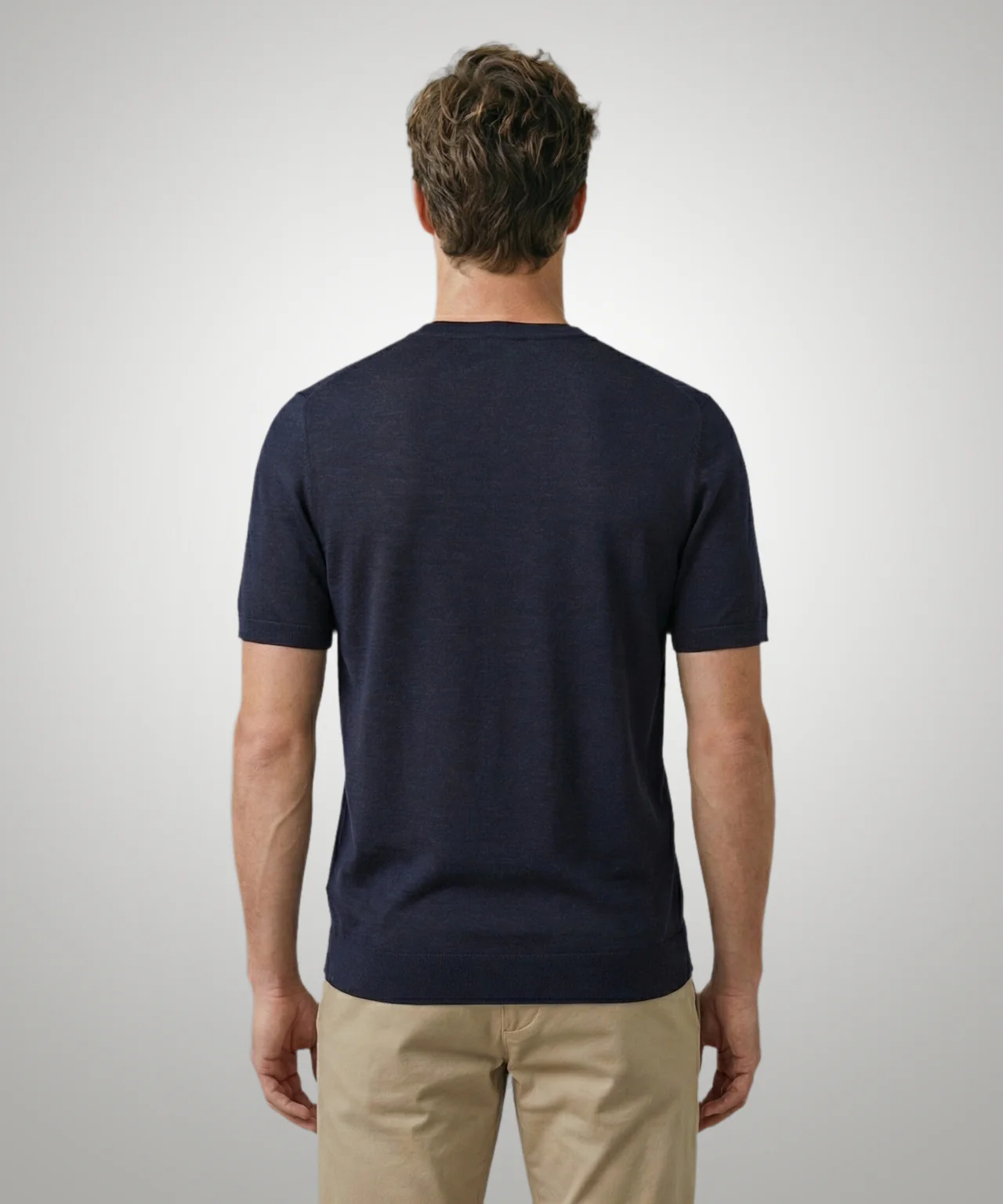 T-shirt Extra Fine Merino Round Neck | Navy - Image 3