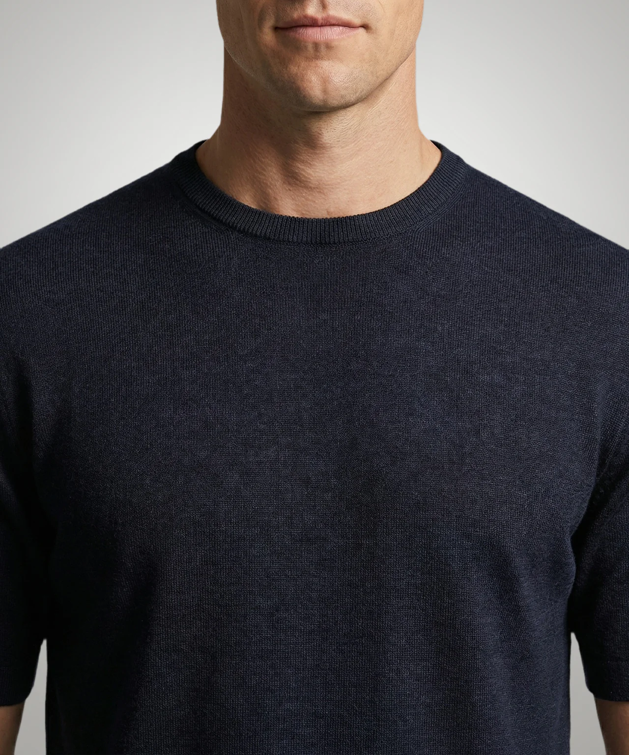 T-shirt Extra Fine Merino Round Neck | Navy - Image 5