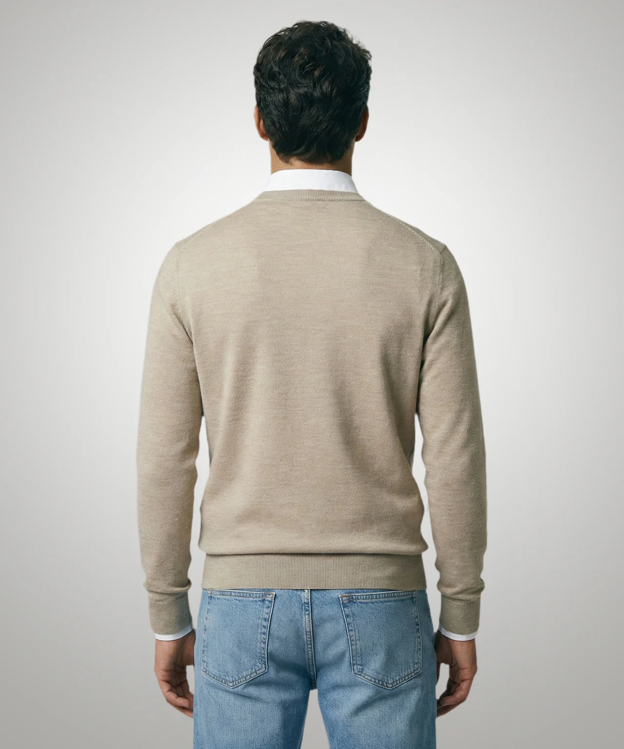 Extra Fine Merino Crew Neck Sweater | Sand - Image 3
