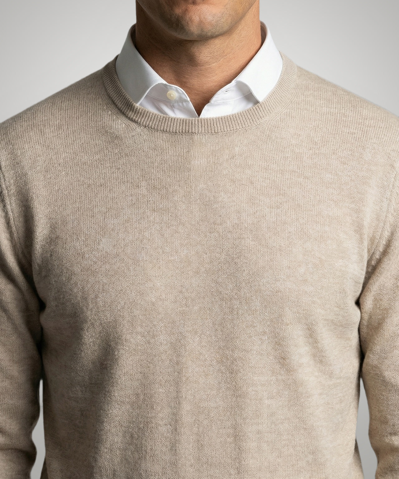 Extra Fine Merino Crew Neck Sweater | Sand - Image 5