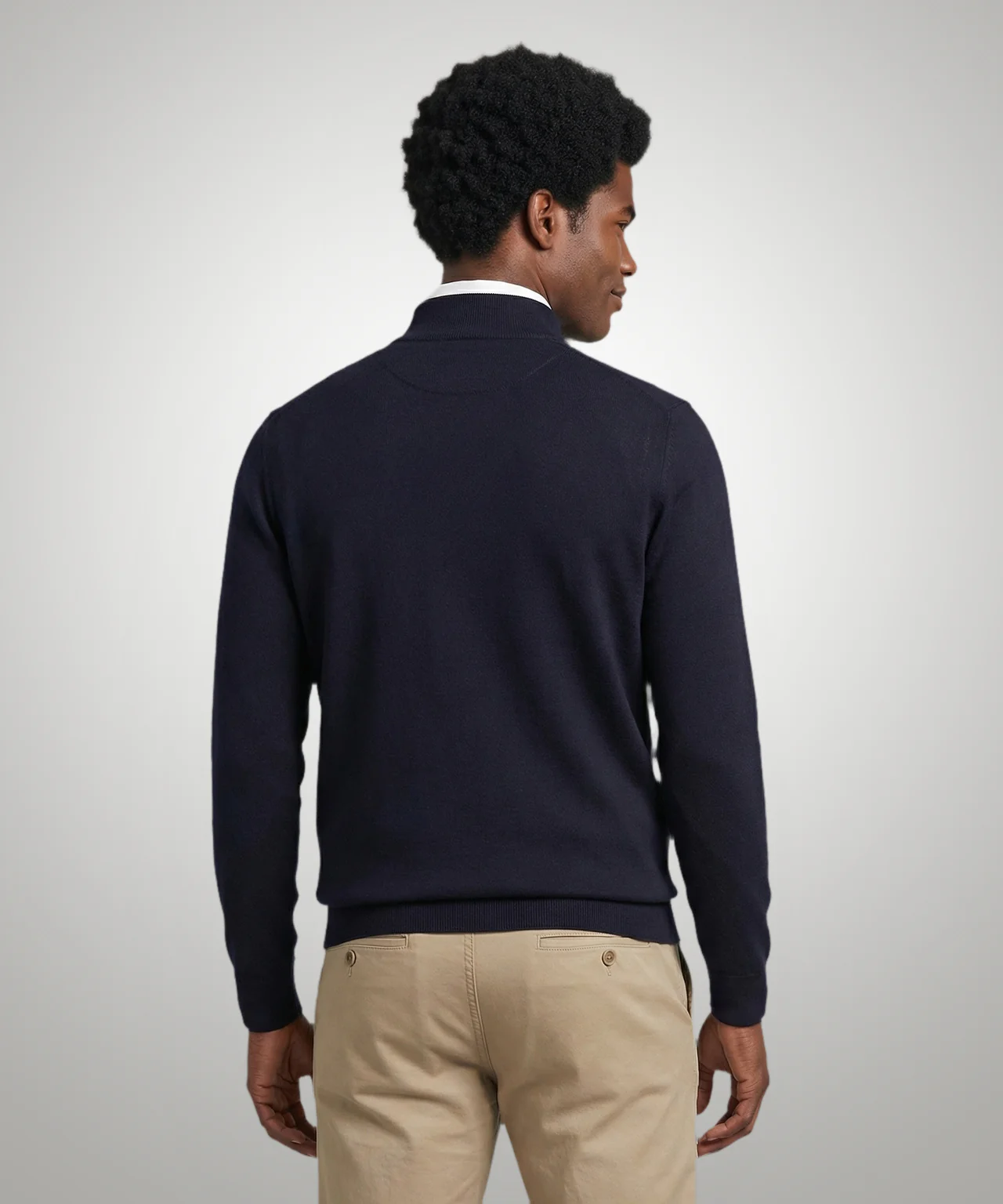 Half-Zip Sweater Cotton Cashmere | Navy - Image 3