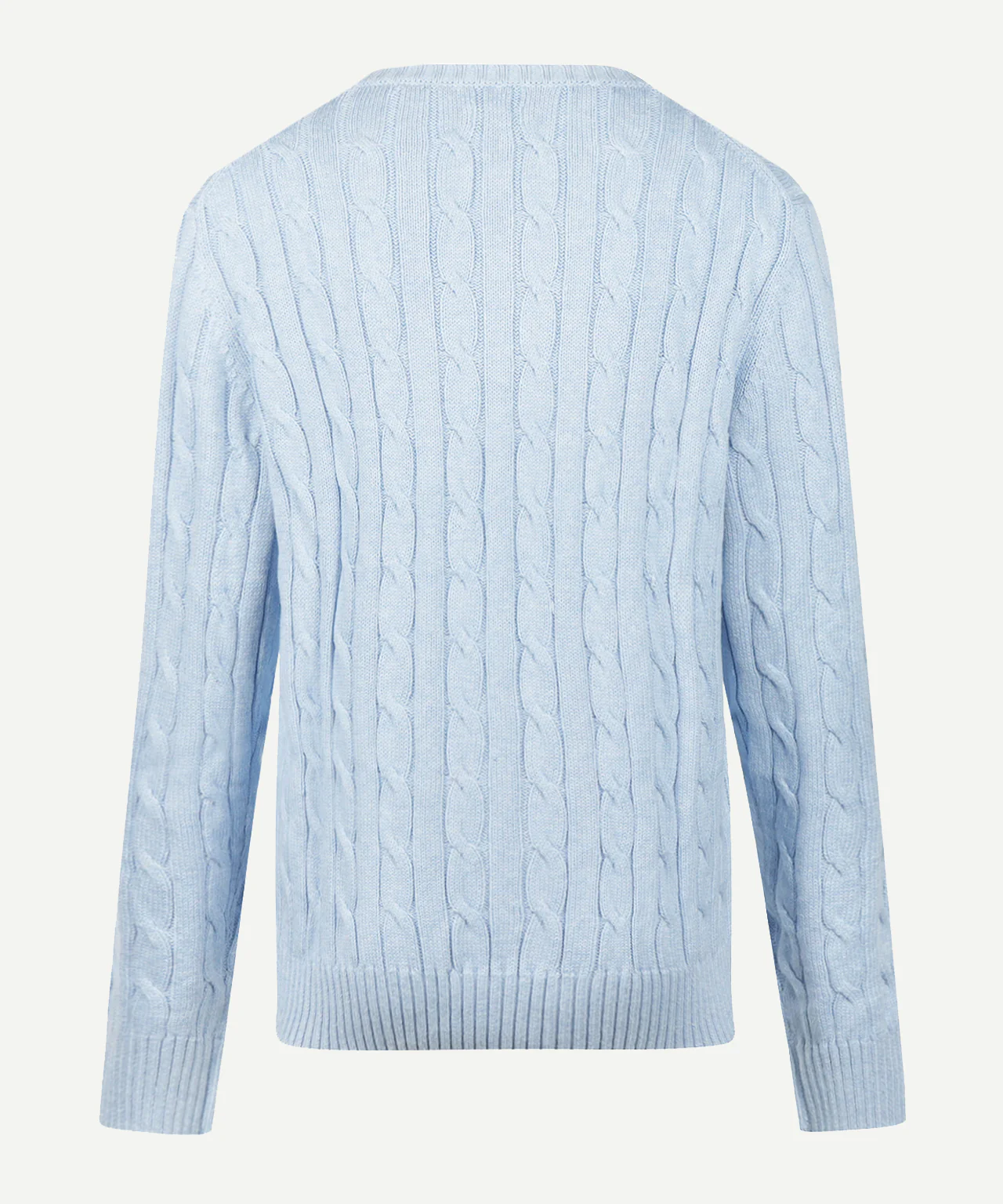 Sweater Cable Knit Cotton-Cashmere Round Neck | Light Blue - Image 4