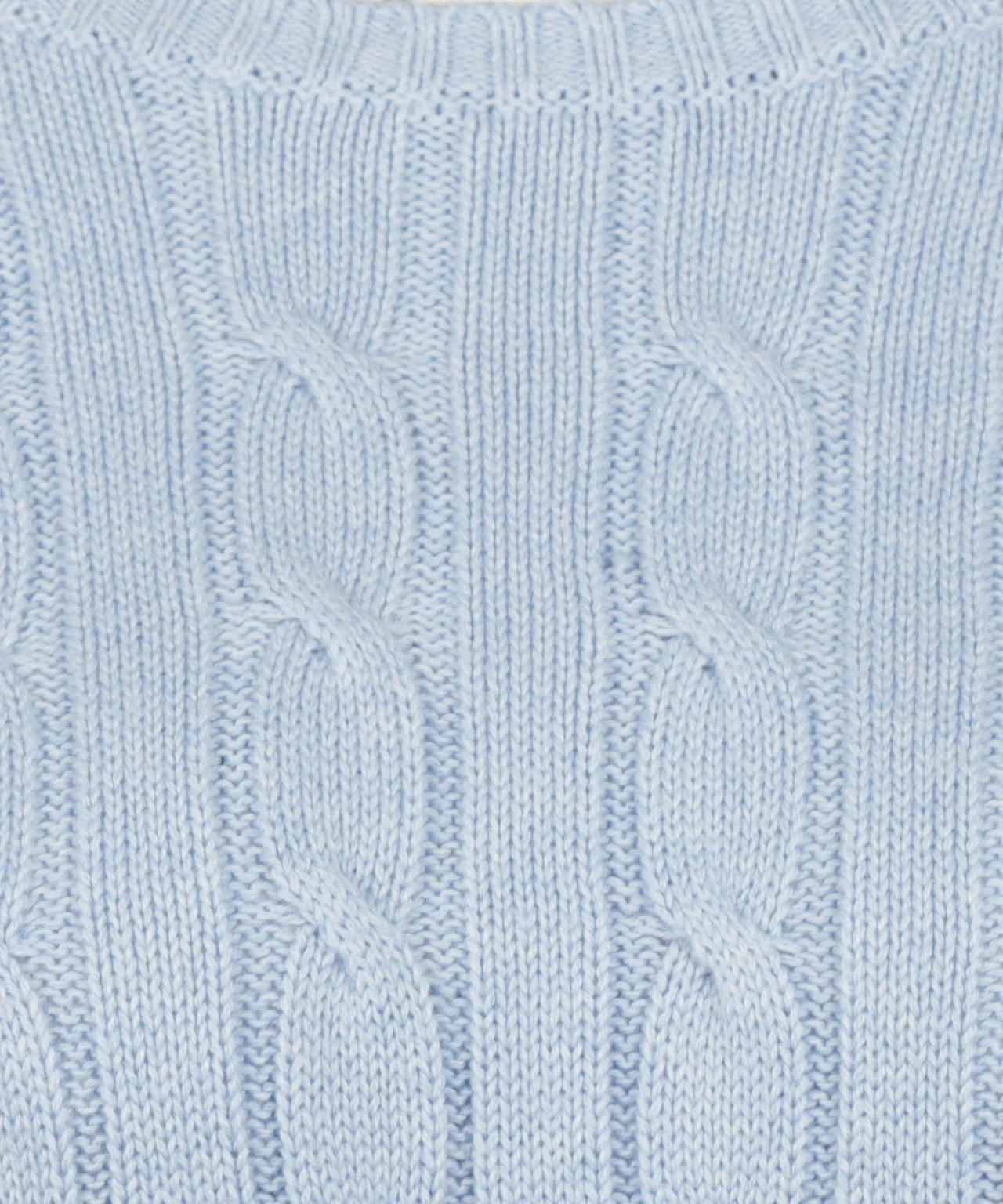 Sweater Cable Knit Cotton-Cashmere Round Neck | Light Blue - Image 6
