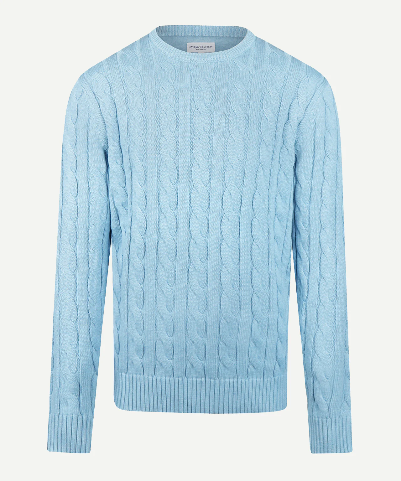 Cable Knit Sweater Cotton Crew Neck | Capri Blue - Image 2
