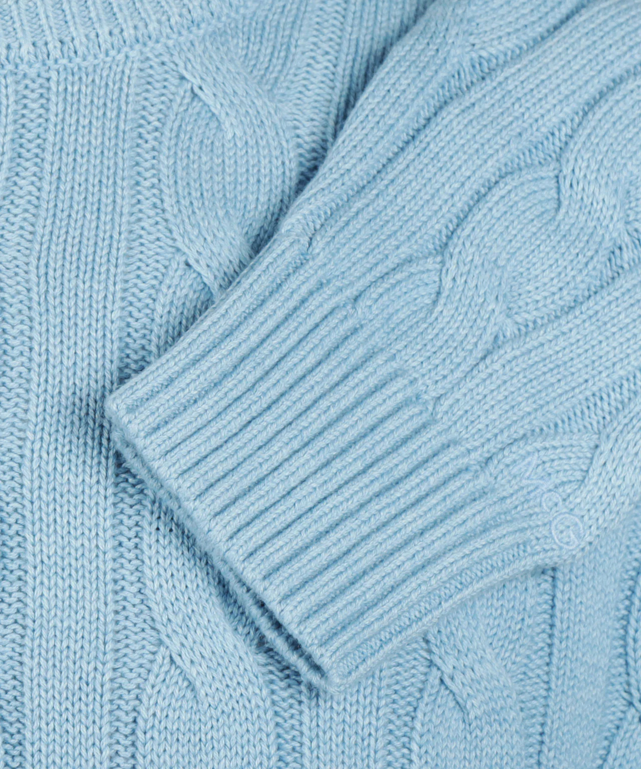 Cable Knit Sweater Cotton Crew Neck | Capri Blue - Image 6
