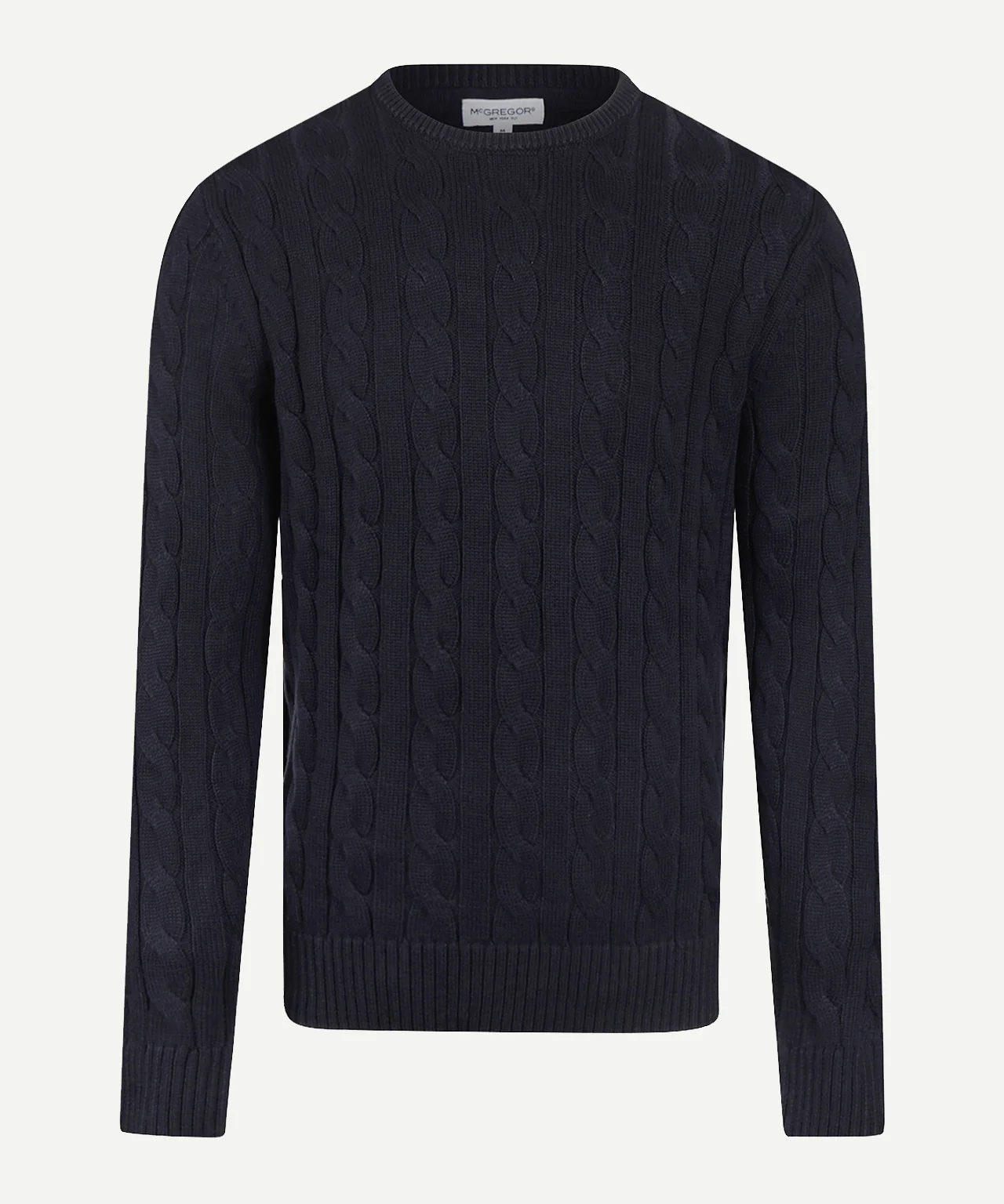 Cable Knit Sweater Cotton Crew Neck | Navy - Image 2