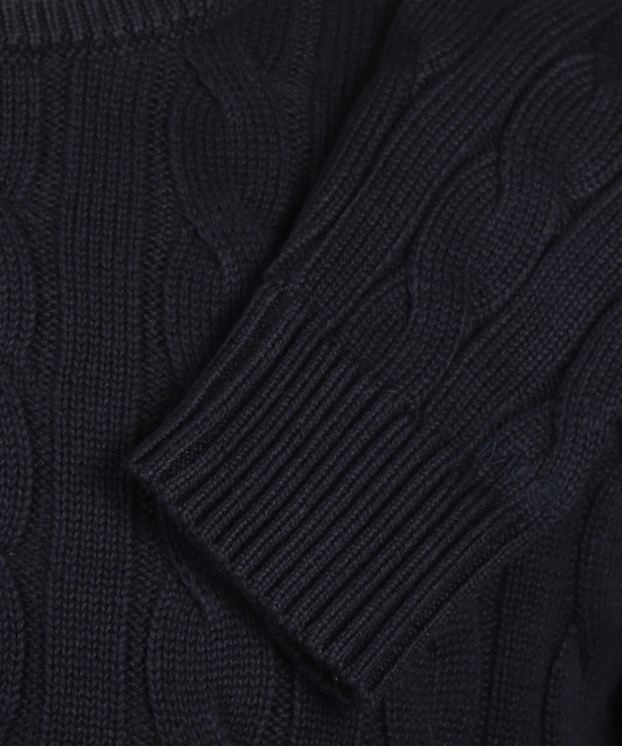 Cable Knit Sweater Cotton Crew Neck | Navy - Image 6