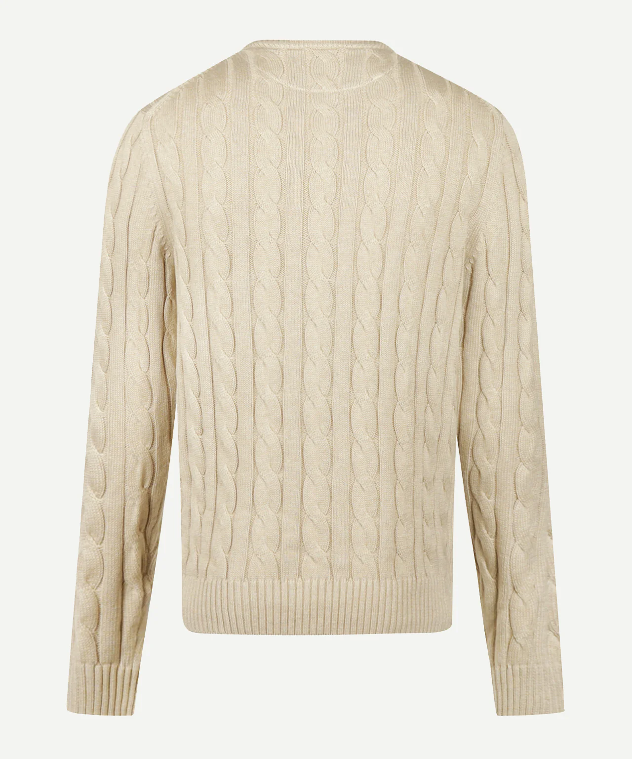 Cable Knit Sweater Cotton Crew Neck | Sand - Image 4