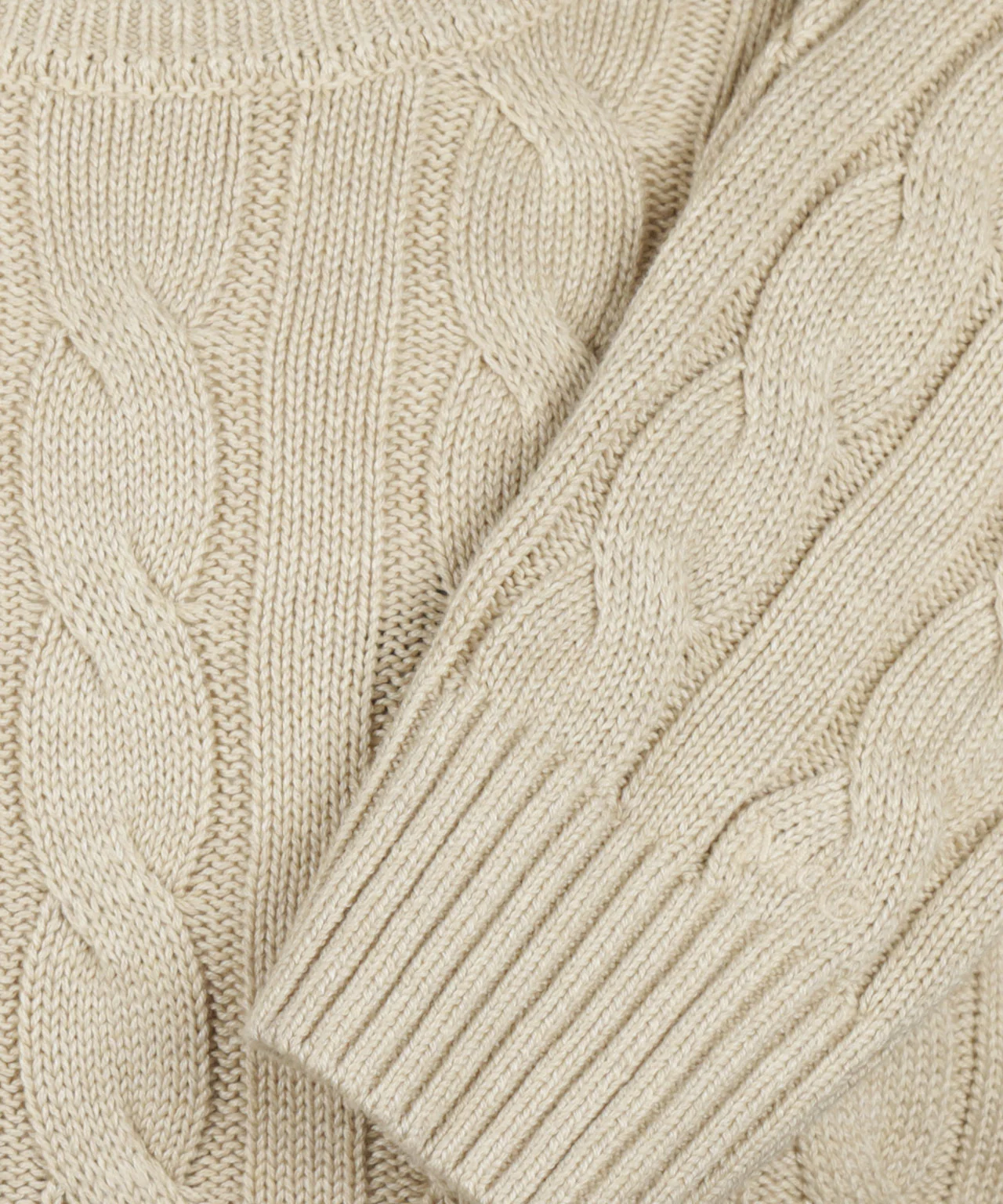 Cable Knit Sweater Cotton Crew Neck | Sand - Image 6