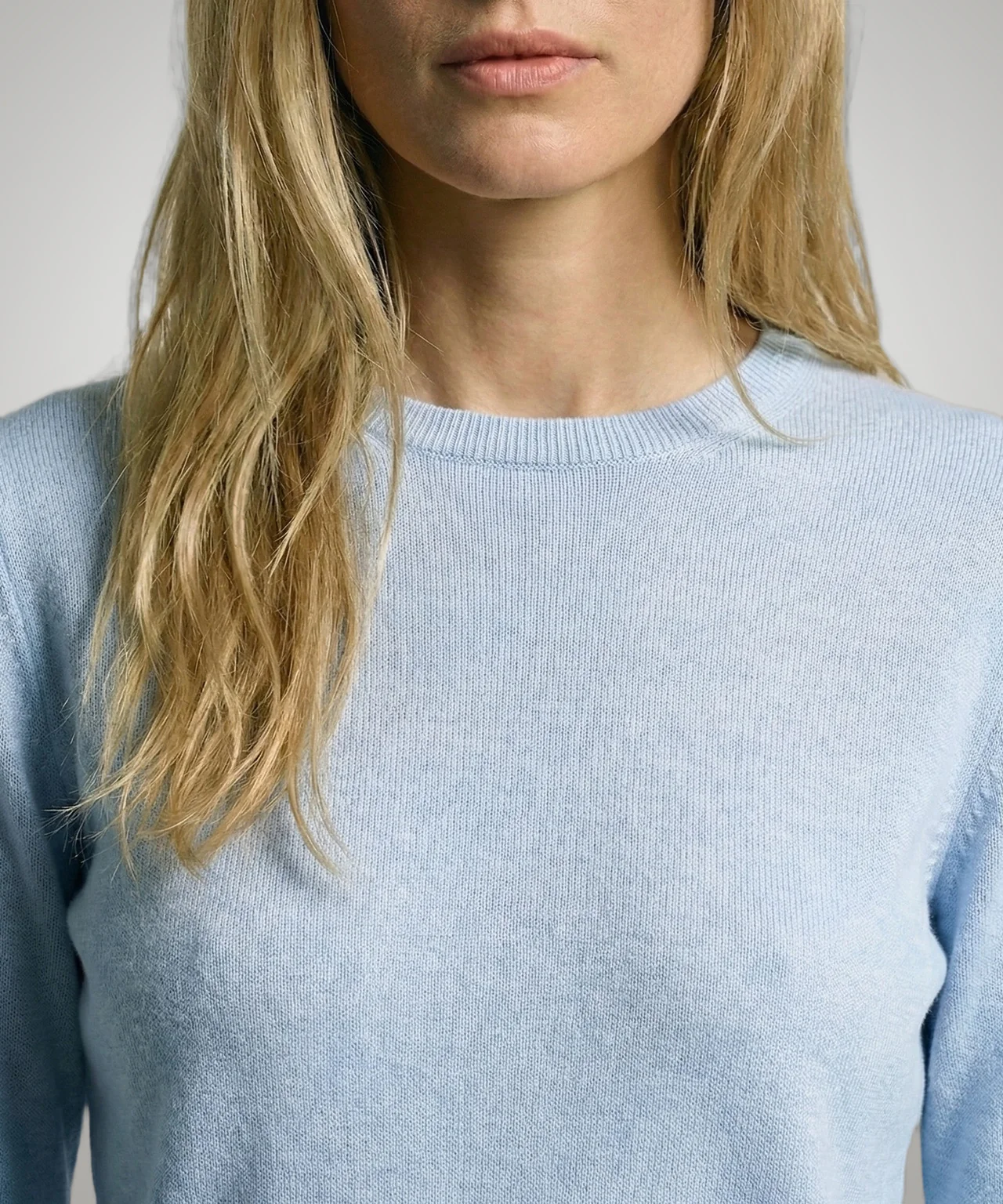 Sweater Cotton-Cashmere Round Neck | Light Blue - Image 5
