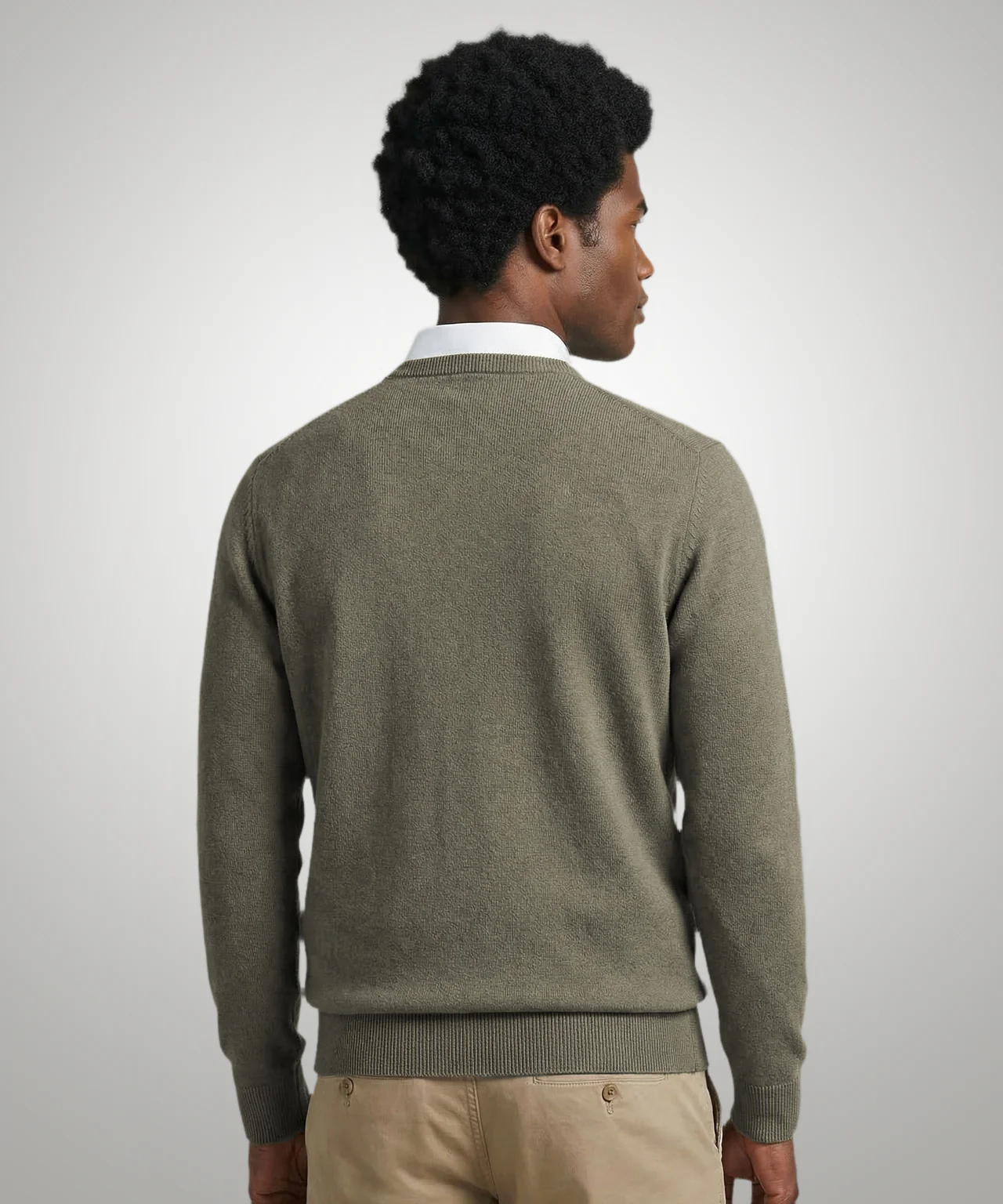 Sweater Cotton-Cashmere Round Neck | Light Olive - Image 3