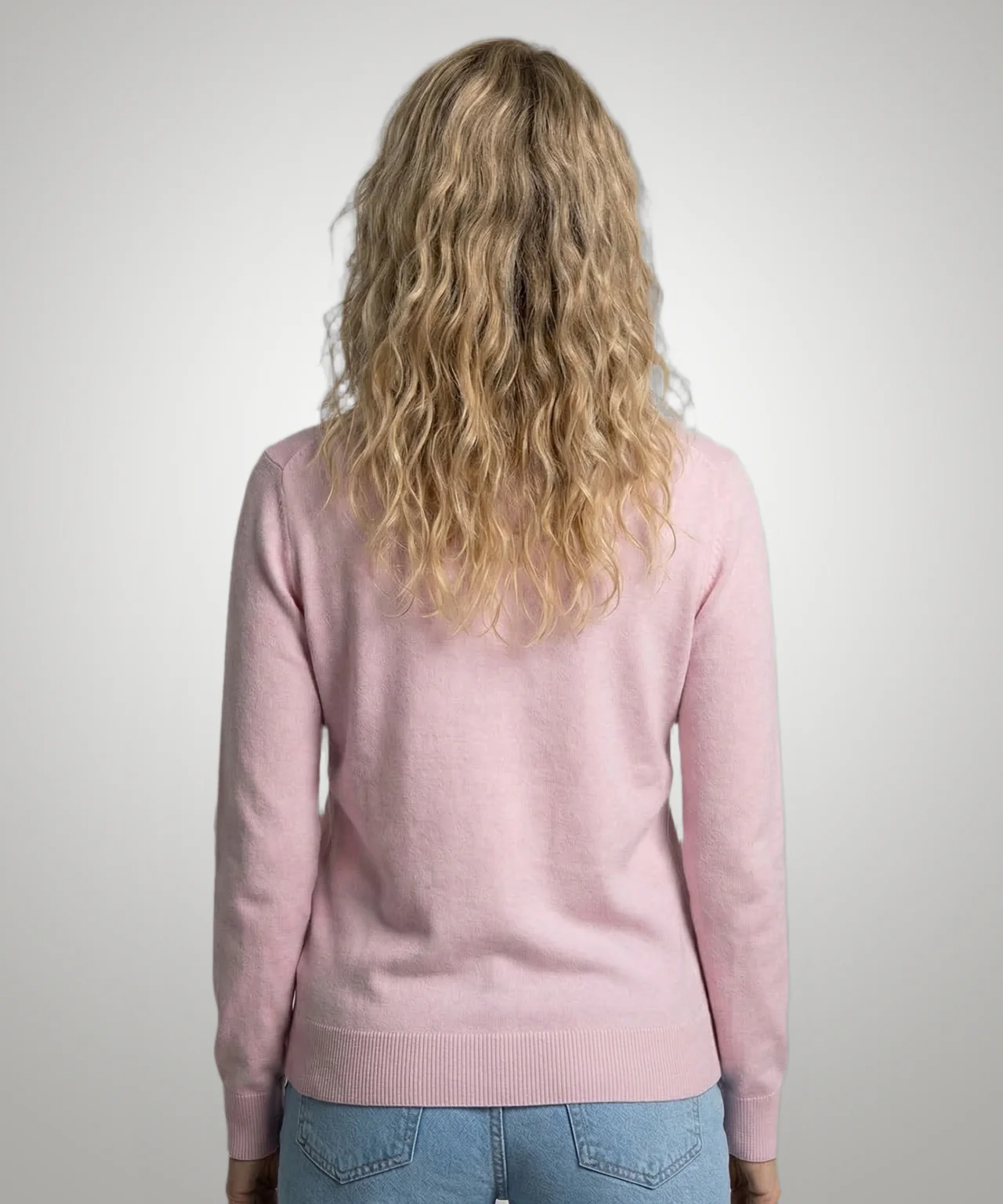 Sweater Cotton-Cashmere Round Neck | Light Pink - Image 3