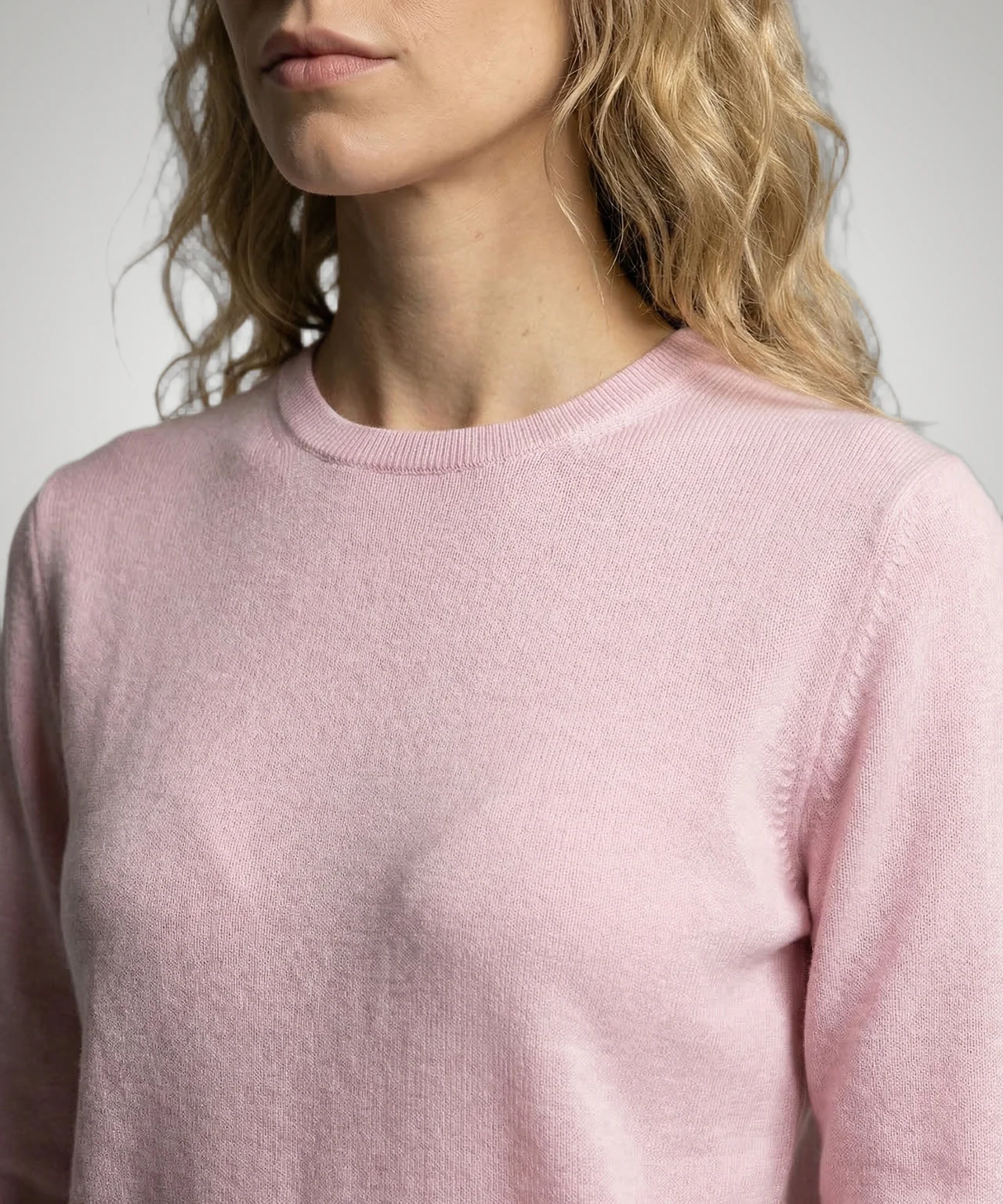 Sweater Cotton-Cashmere Round Neck | Light Pink - Image 5