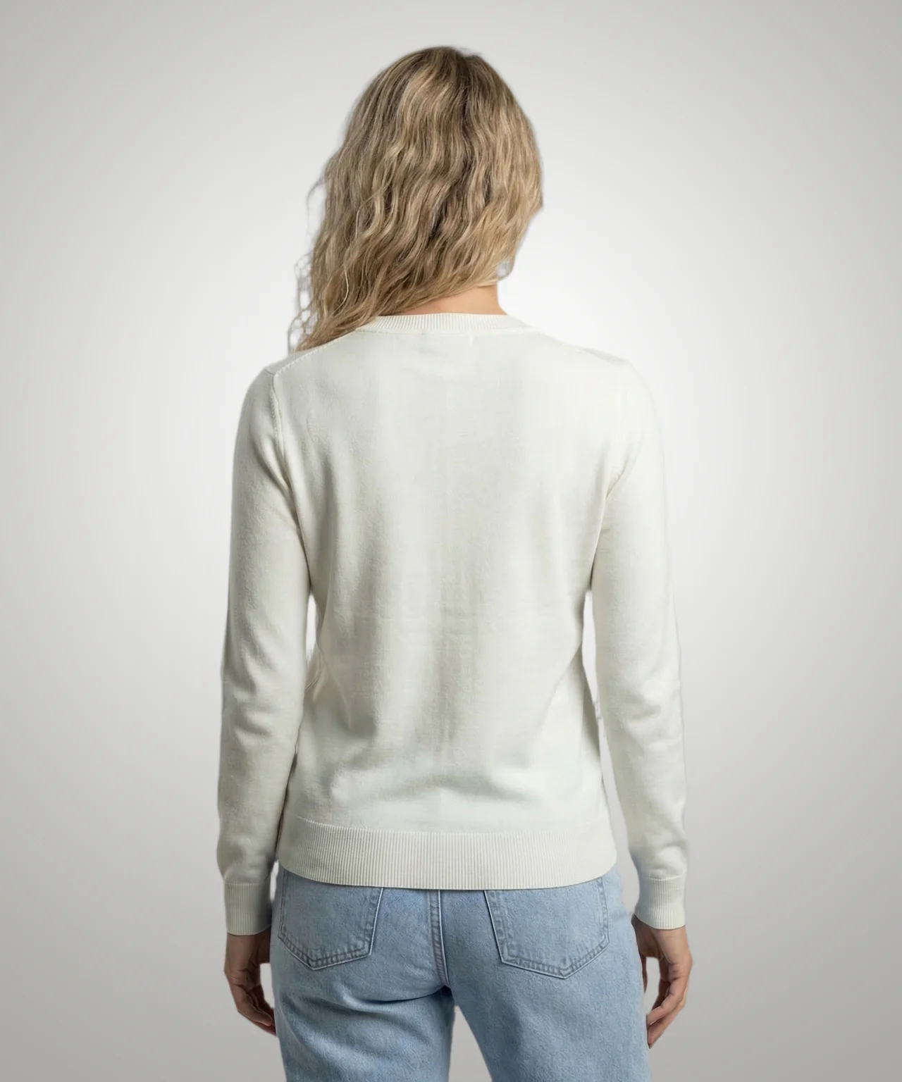 Sweater Cotton-Cashmere Round Neck | Off White - Image 3