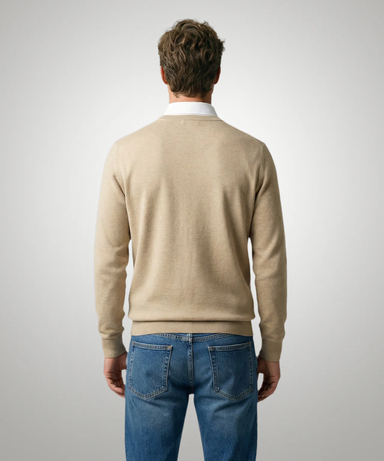 Sweater Cotton-Cashmere Round Neck | Sand - Image 3