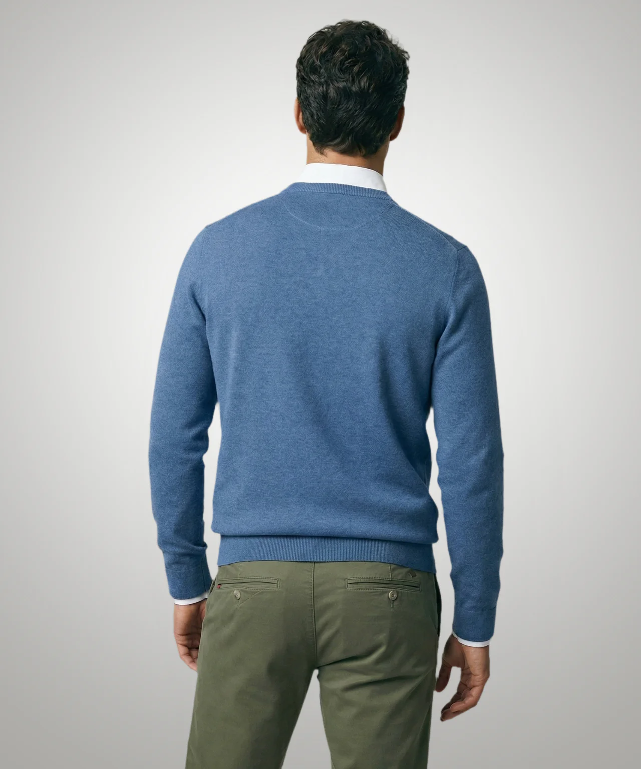 Sweater Cotton-Cashmere Round Neck | Vintage Blue - Image 3
